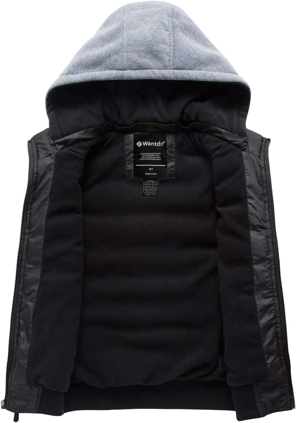 wantdo Boy's Puffer Vest Waterproof Winter Coat Fleece Vest Sleeveless Jacket
