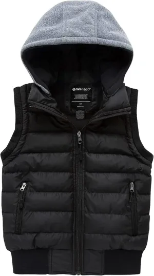 wantdo Boy's Puffer Vest Waterproof Winter Coat Fleece Vest Sleeveless Jacket