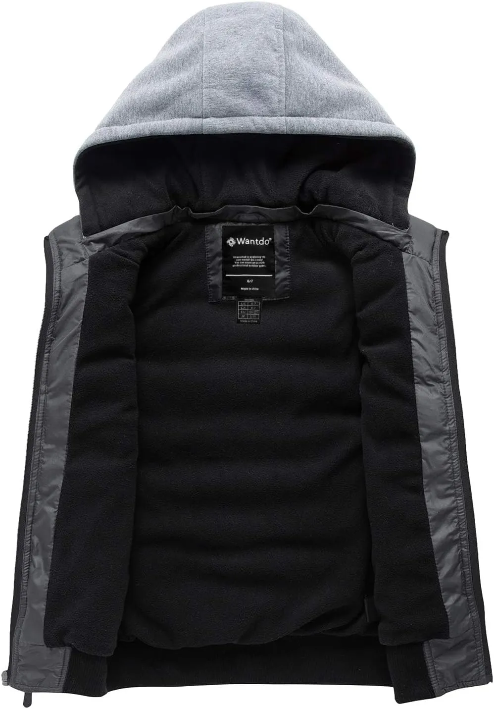 wantdo Boy's Puffer Vest Waterproof Winter Coat Fleece Vest Sleeveless Jacket