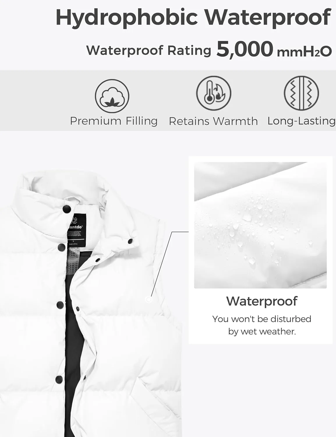 wantdo Women's Puffer Vests Thicken Winter Vest Outerwear Warm Puffy Vest