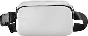 White Fanny Pack for Women Men Belt Bag Crossbody Waist Pouch Waterproof Everywhere Purse Fashion Sling Bag for Running Hiking Workout Travel