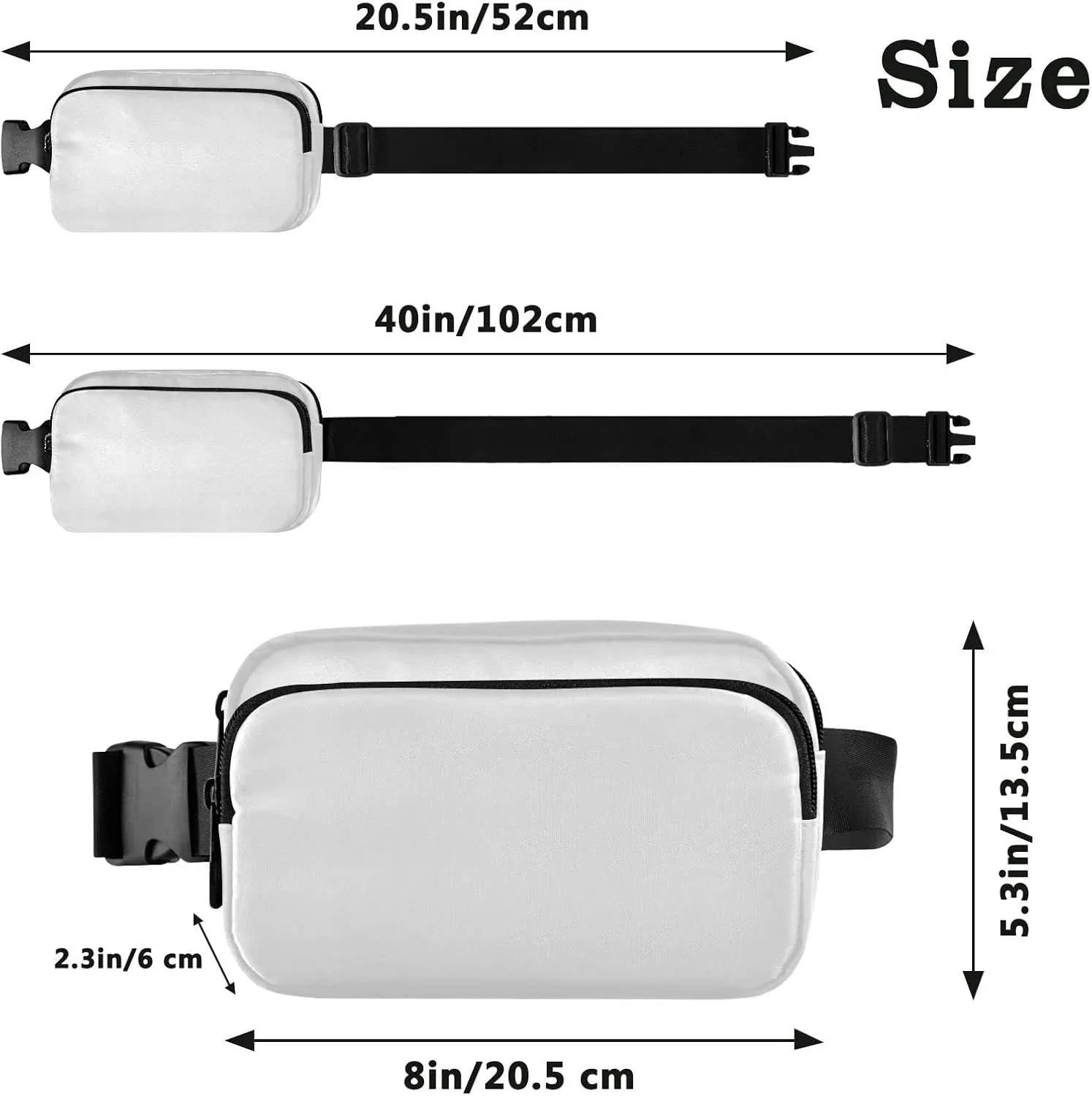 White Fanny Pack for Women Men Belt Bag Crossbody Waist Pouch Waterproof Everywhere Purse Fashion Sling Bag for Running Hiking Workout Travel