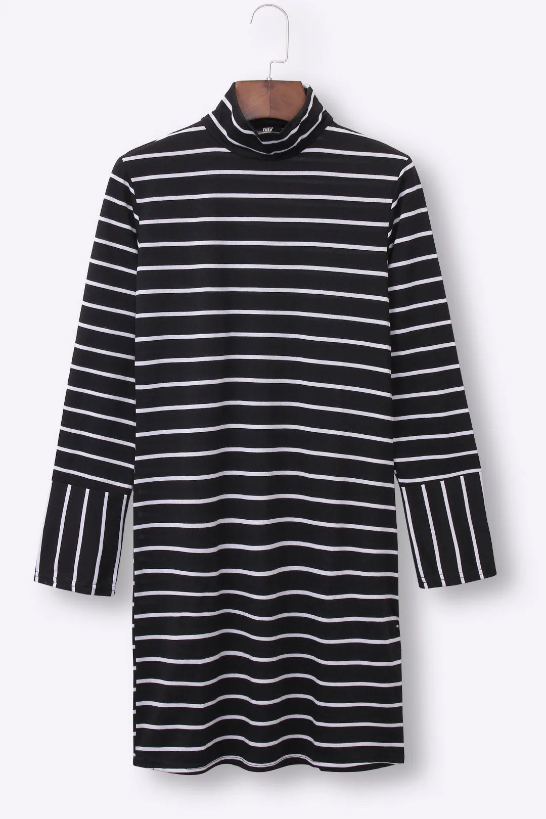 Wholesale Black Long Sleeve Stripe Casual Dresses