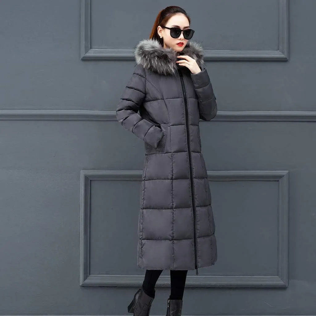 Winter Coat For Women Long Down Coats Thicken Puffer Jacket Warm Fur Hooded Quilted Coat Cotton Padded Jacket Outwear