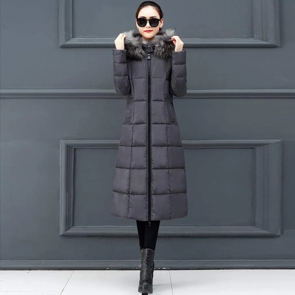 Winter Coat For Women Long Down Coats Thicken Puffer Jacket Warm Fur Hooded Quilted Coat Cotton Padded Jacket Outwear