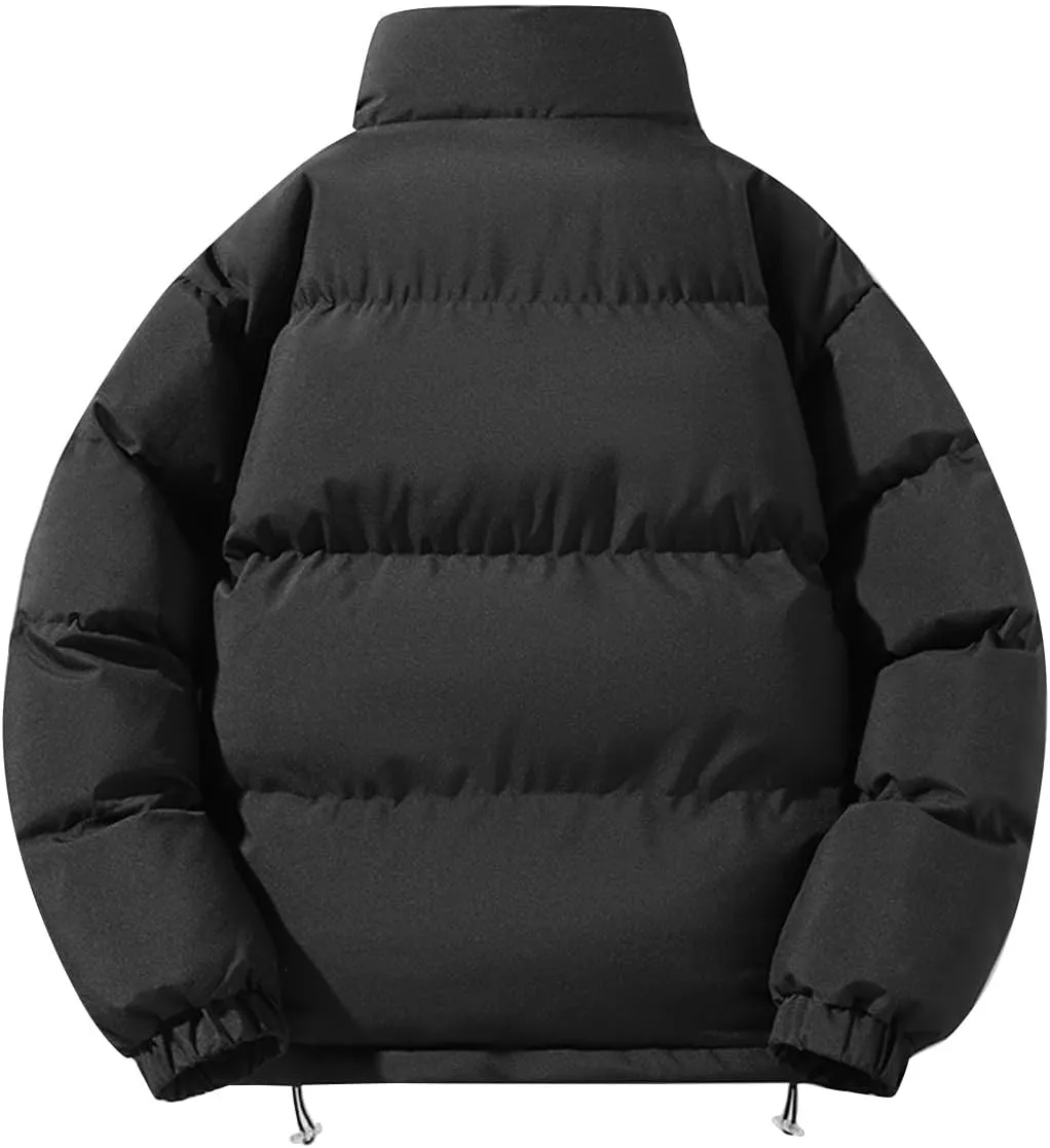 Winter Coats for Men Quilted Cotton Puffer Jacket Couples Thermal Thicken Outerwear Full Zip Warm Jacket with Pockets