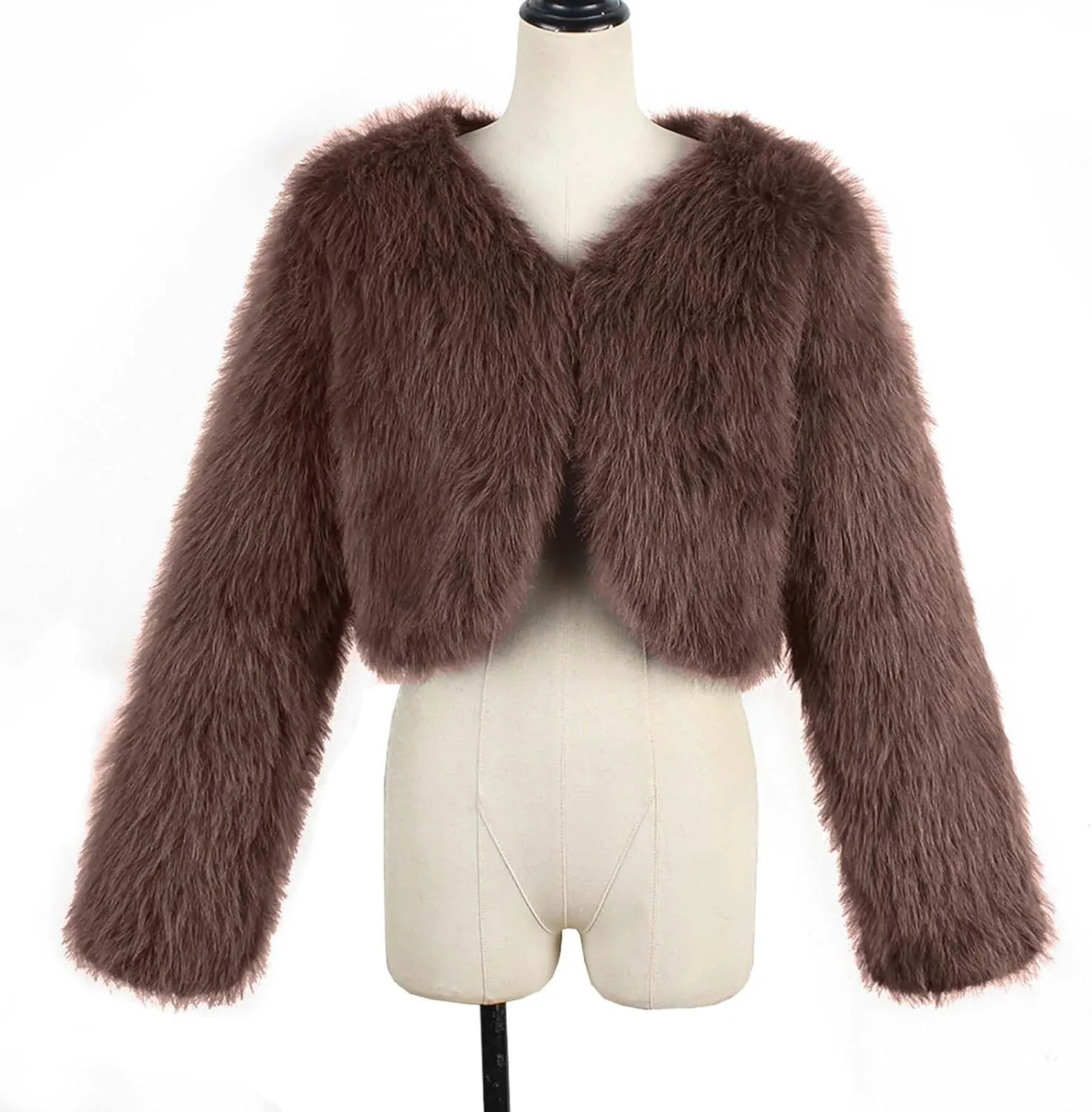 Winter Coats for Women 2023 Trendy Faux Fur Shaggy Jacket Cropped Long Sleeve Tops Open Front Coat Cardigan Outerwear