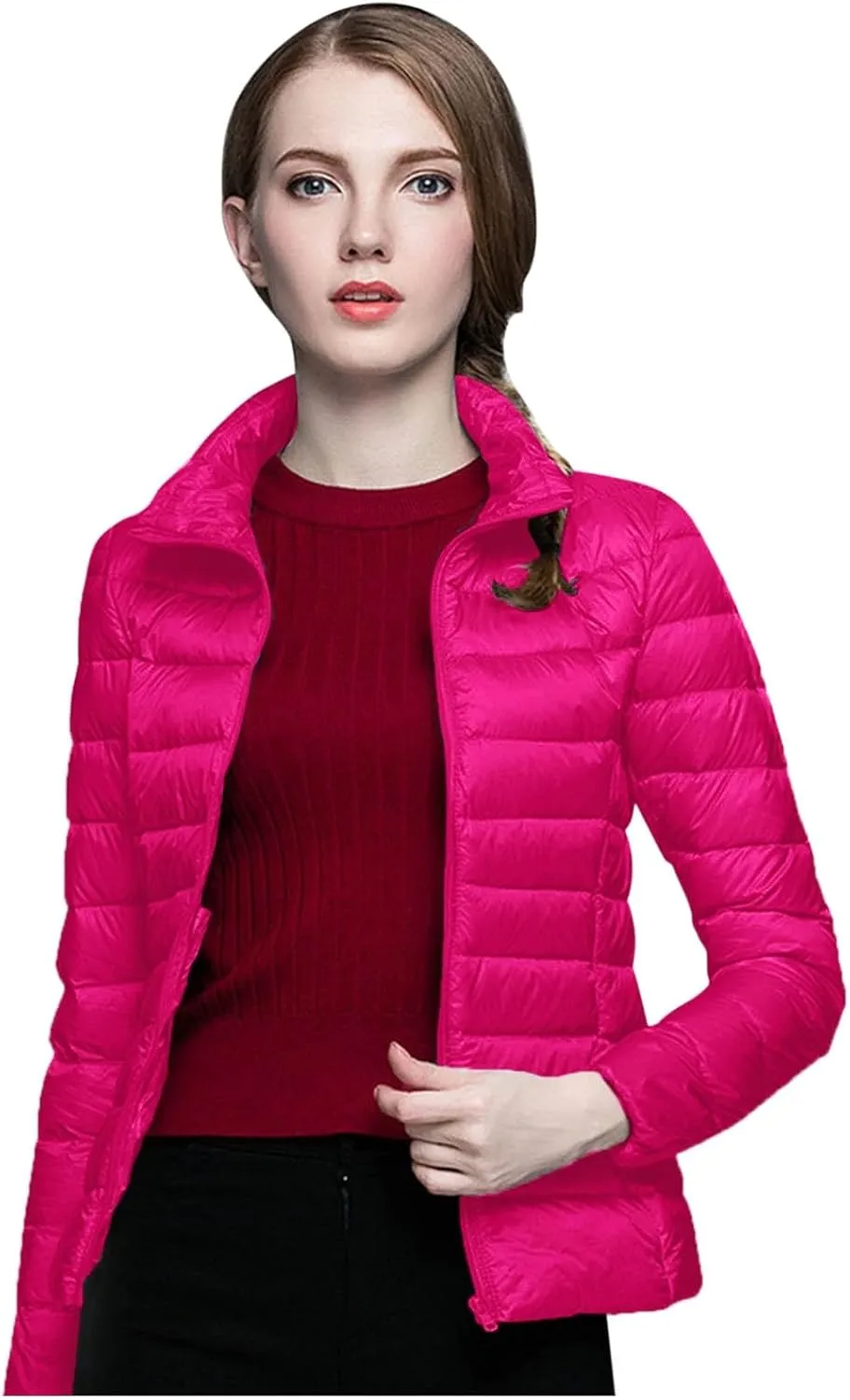 Winter Coats for Women Fashion Solid Long Sleeve Puffer Jacket Lightweight Recycled Down Coat 2024 Insulation Outwear