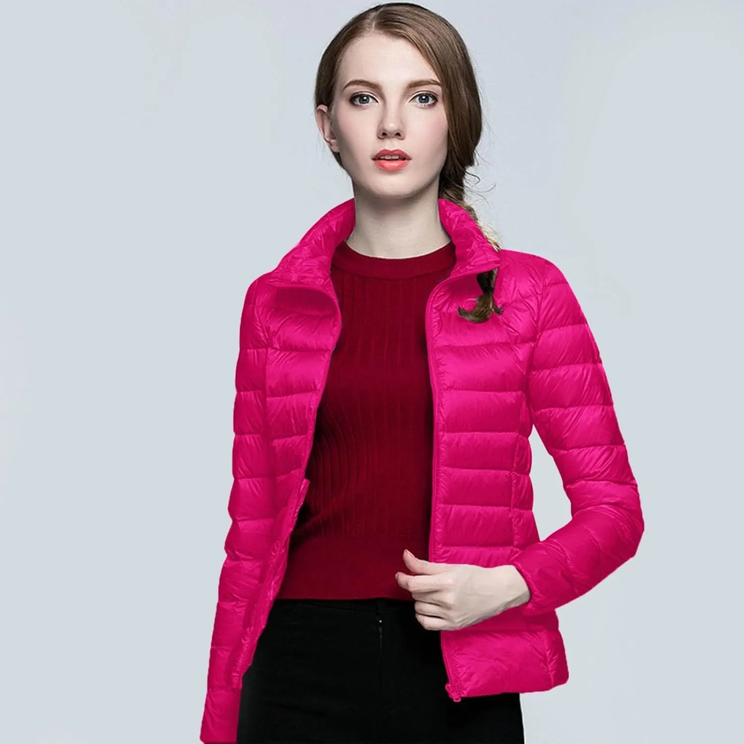 Winter Coats for Women Fashion Solid Long Sleeve Puffer Jacket Lightweight Recycled Down Coat 2024 Insulation Outwear