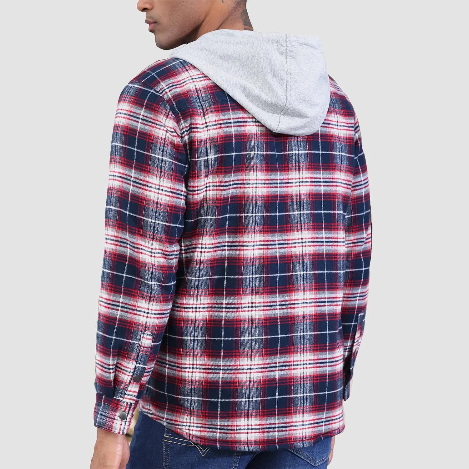 Winter Flannel Hoodies with Sherpa Lining for Men Flannel Plaid Jackets