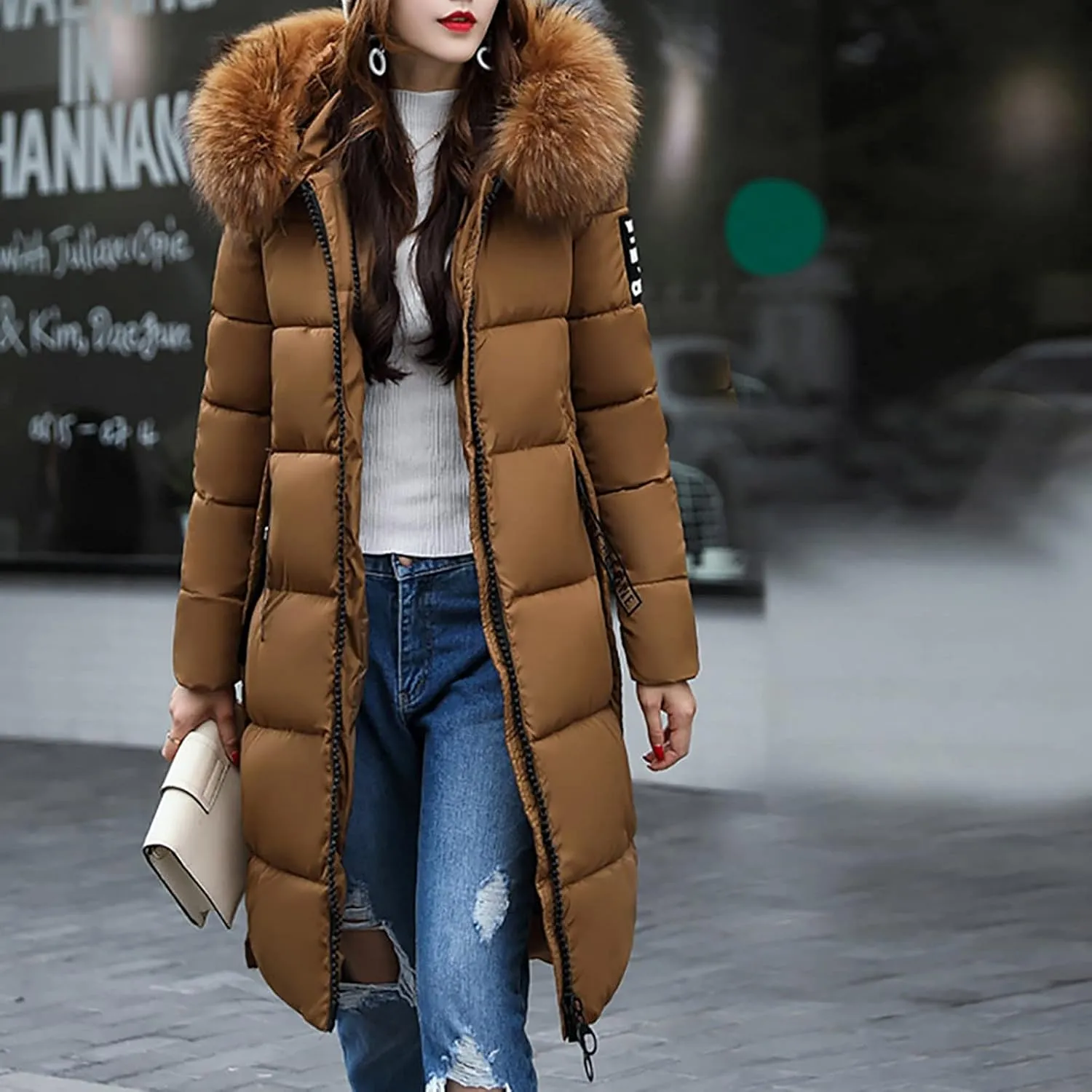 Winter Jackets for Women Long Puffer Down Jacket Thick Warm Coat Outerwear 2023 Hooded Fur Collar Coat Fashion Clothes