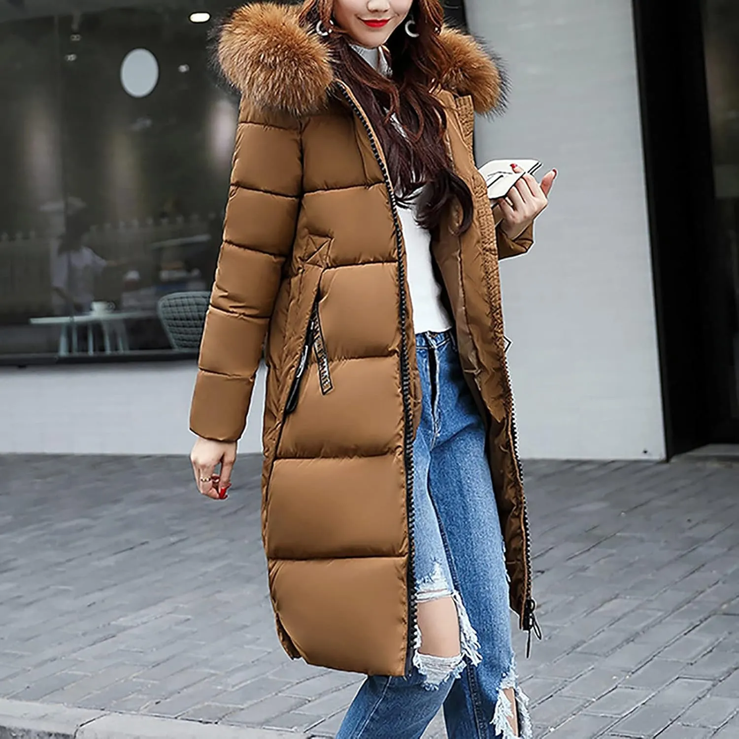 Winter Jackets for Women Long Puffer Down Jacket Thick Warm Coat Outerwear 2023 Hooded Fur Collar Coat Fashion Clothes