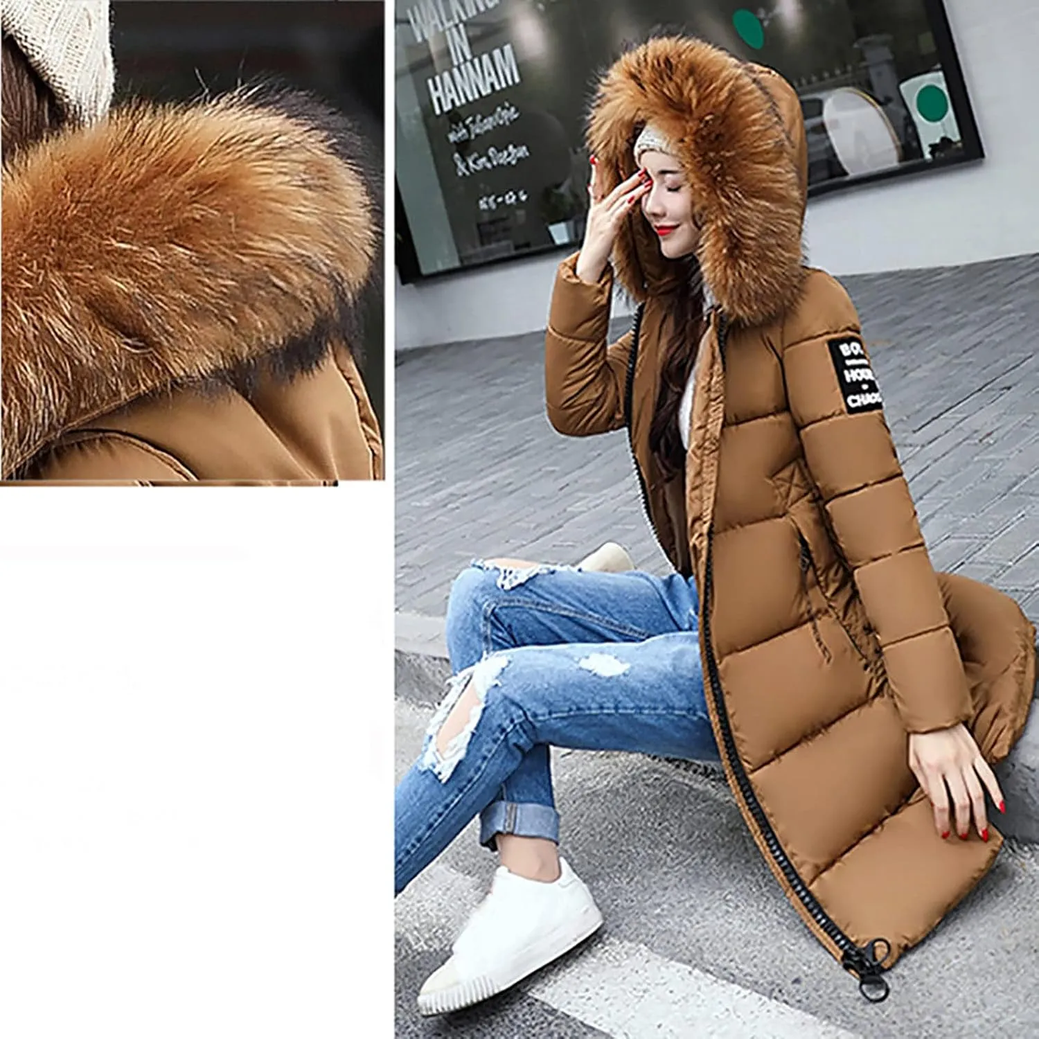 Winter Jackets for Women Long Puffer Down Jacket Thick Warm Coat Outerwear 2023 Hooded Fur Collar Coat Fashion Clothes