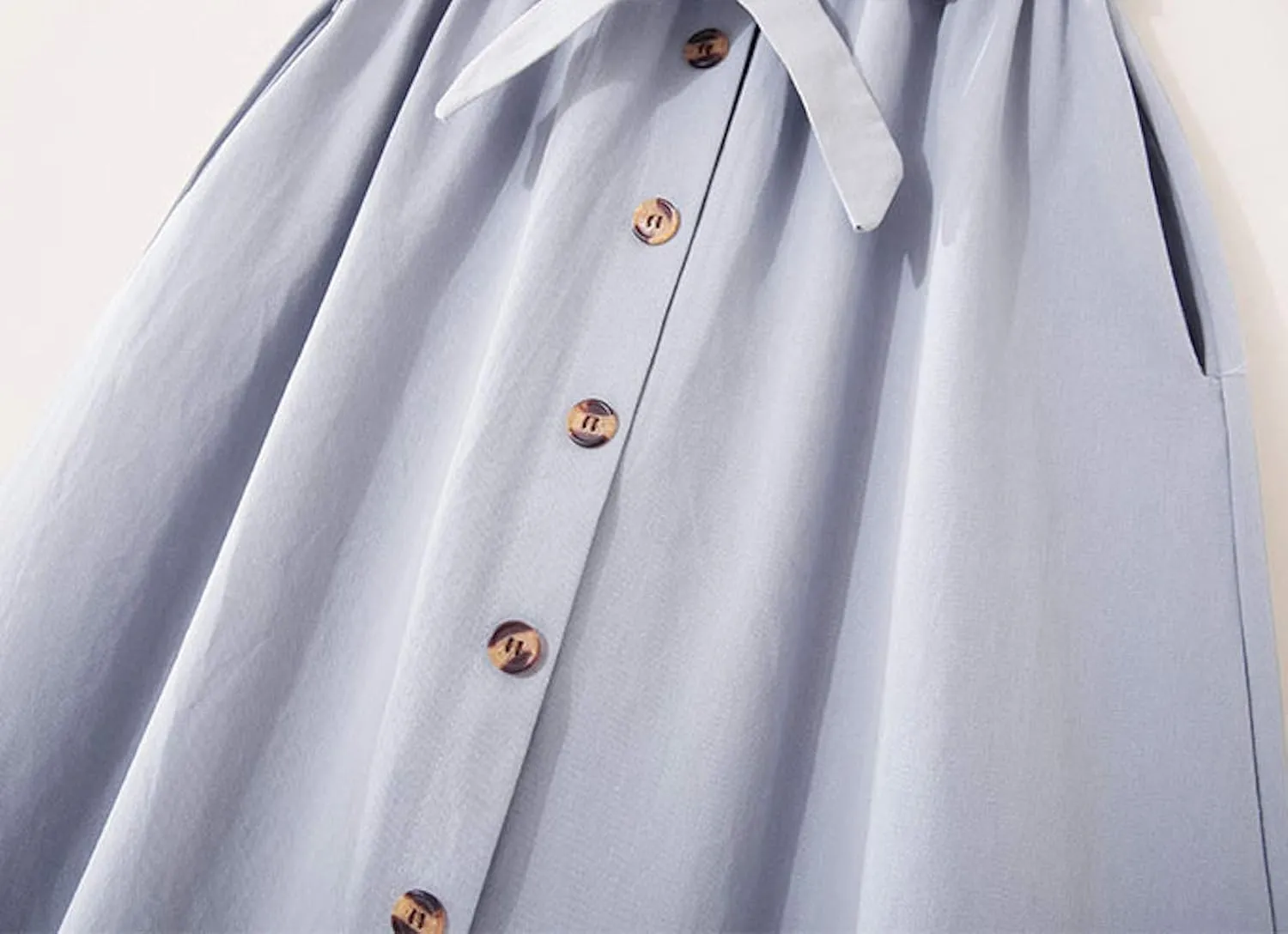 Women High Waist Skirt Elegant Casual Vintage Pleated A-line Button Front Midi Skirt with Belt Pockets