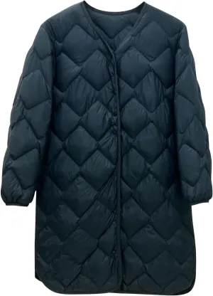 Women Long Lightweight Puffer Jackets Thicken Quilted Jackets Button Down Casual Winter Coats Warm Outerwear Down Coats