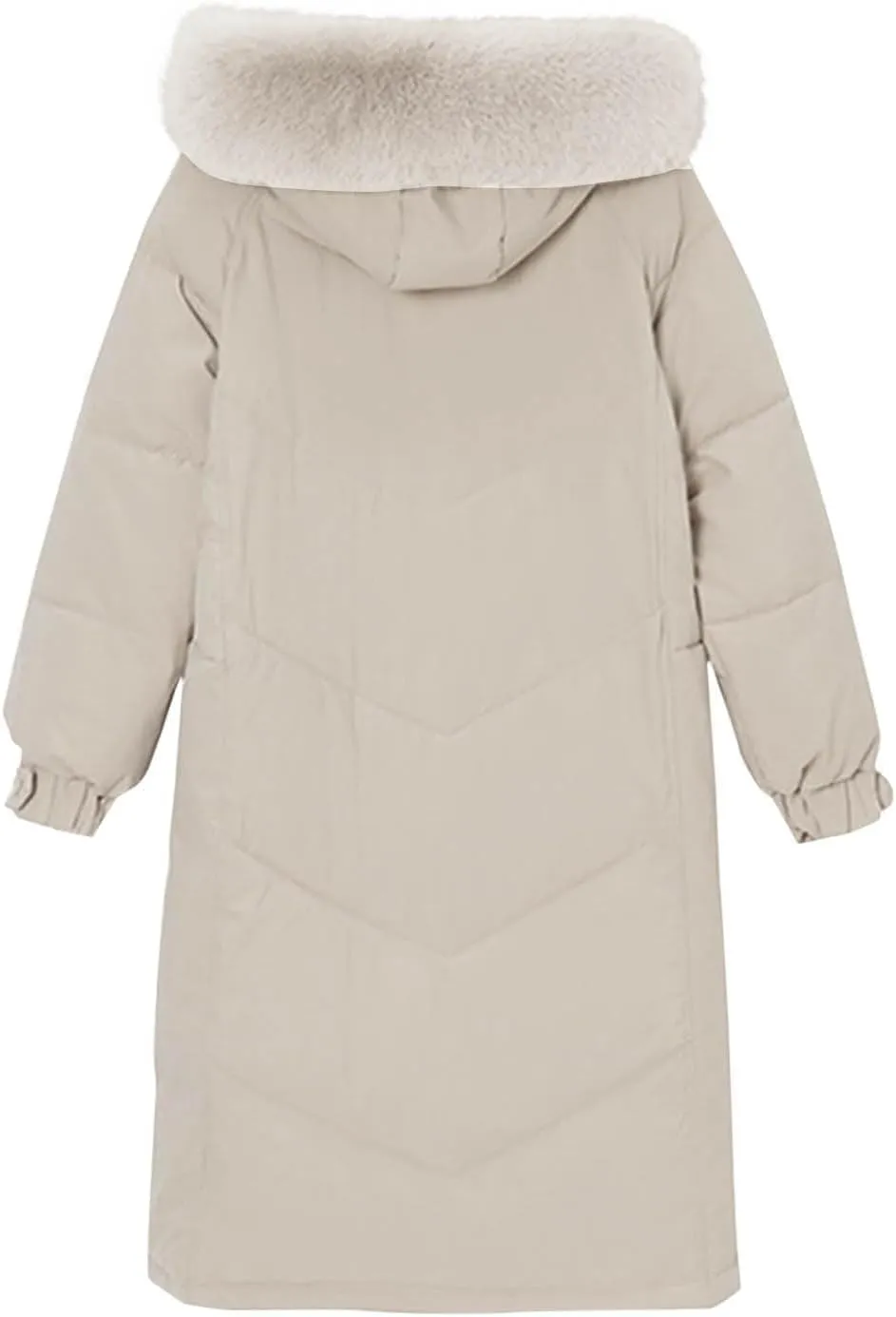 Women Long Puffer Jacket,Winter Thickened Coat with Hooded Deep Pockets,Zip Padded Cotton Coats Parka
