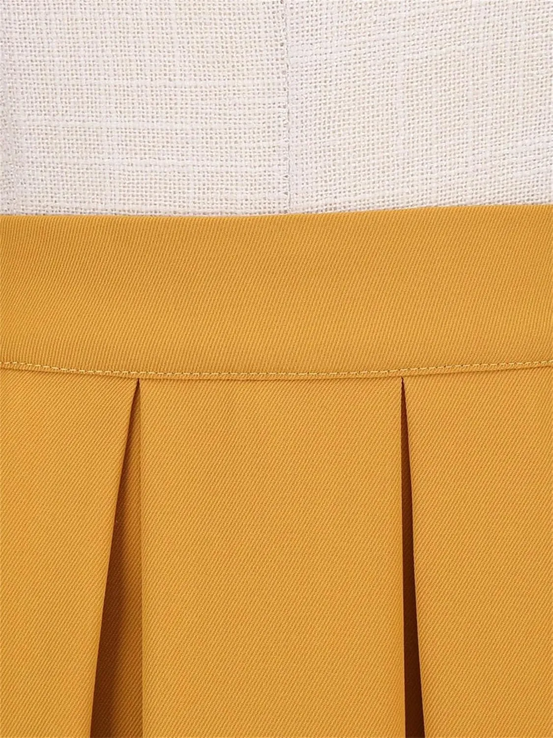 Women Solid Vintage Pleated Midi Skirts Elegant Casual Swing Skirt High Waist Bodycon Party Skirt