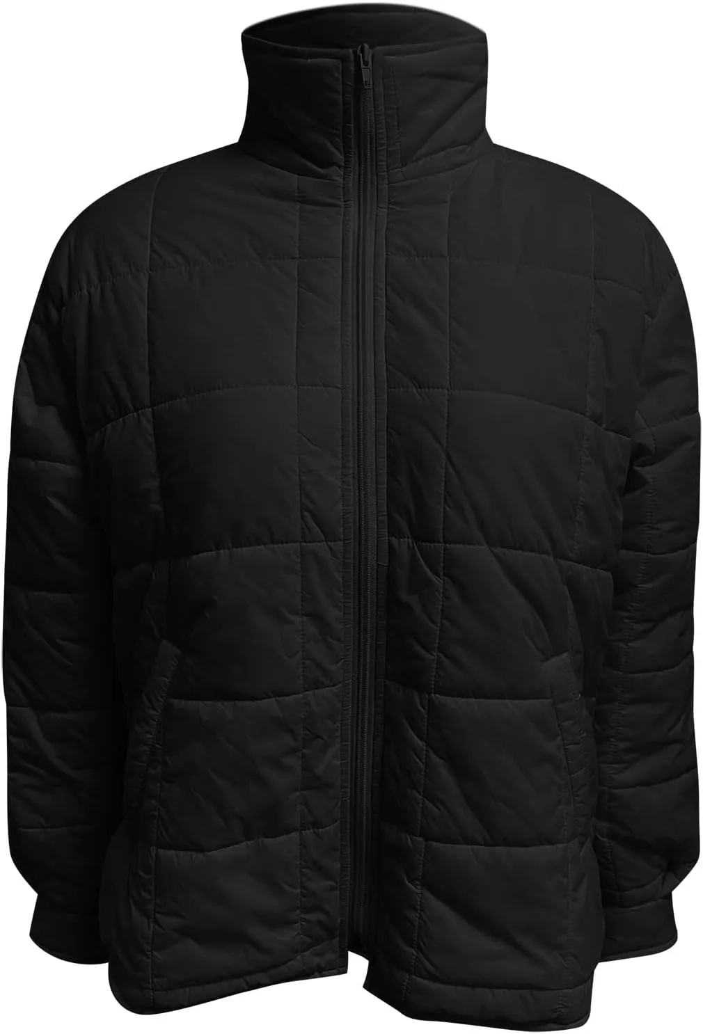 Women Stand Collar Puffer Down Jacket Long Sleeve Cropped Zipper Outwear with Pockets Short Winter Warm Parka Coats