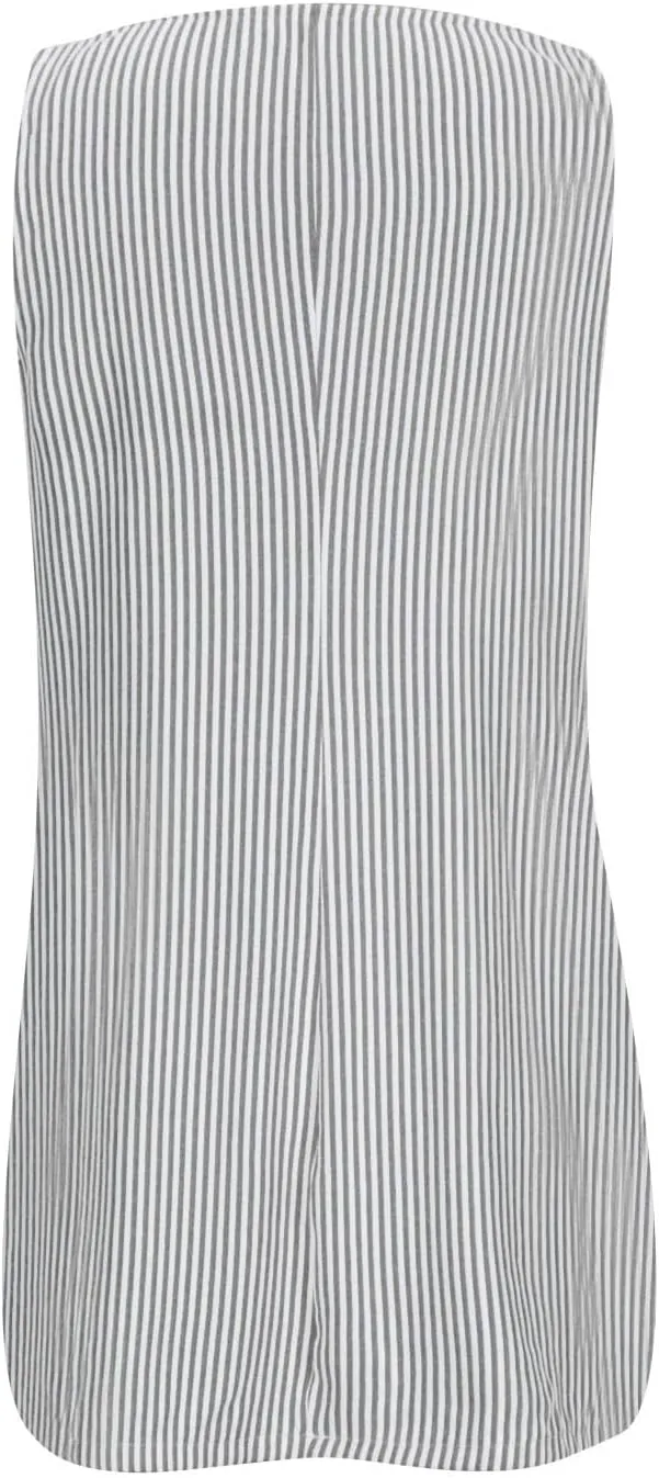 Women Summer Dresses Striped Loose Athletic Dress Sleeveeless Round Neck Hot Shot Mini Dress with Pockets