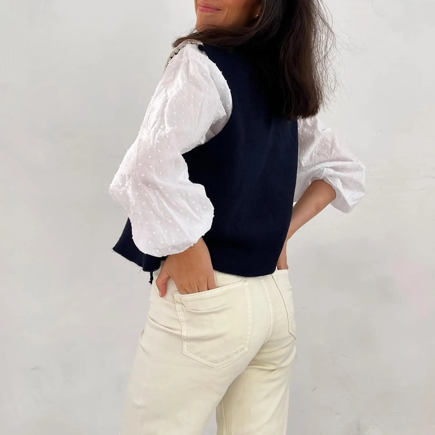 Women Tie Front Sweater Vest Y2k V Neck Sleeveless Open Front Crochet Crop Top Knitted Lace Up Vest Streetwear