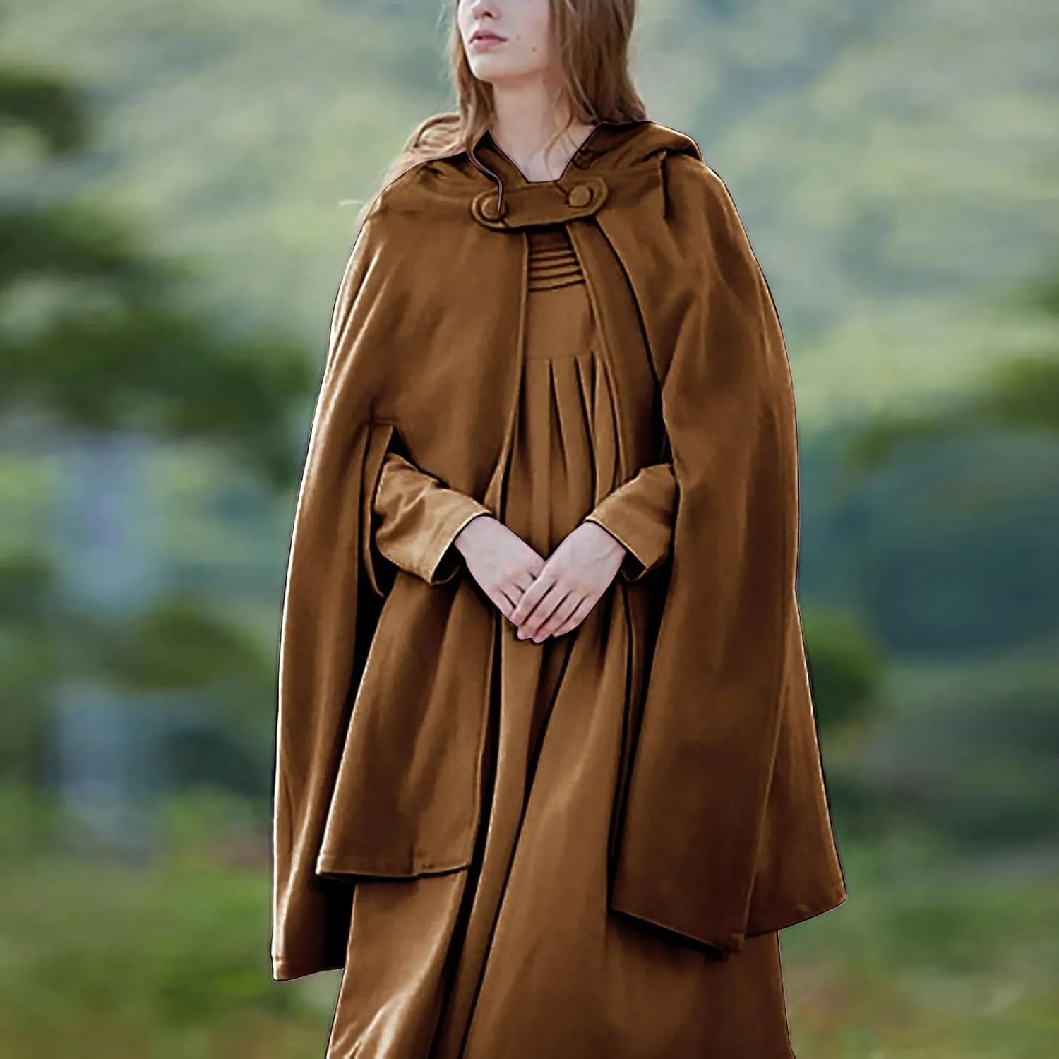 Women Trench Coat Hoodies Open Front Cardigan Jacket Winter Coat Shawl Cape Cloak Poncho Plus Size Robe Cosplay Costume