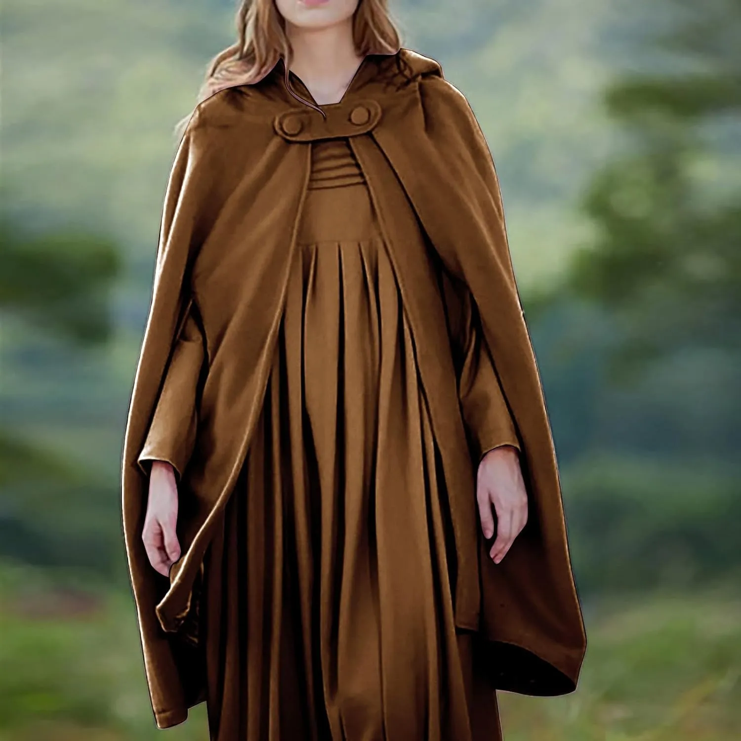 Women Trench Coat Hoodies Open Front Cardigan Jacket Winter Coat Shawl Cape Cloak Poncho Plus Size Robe Cosplay Costume