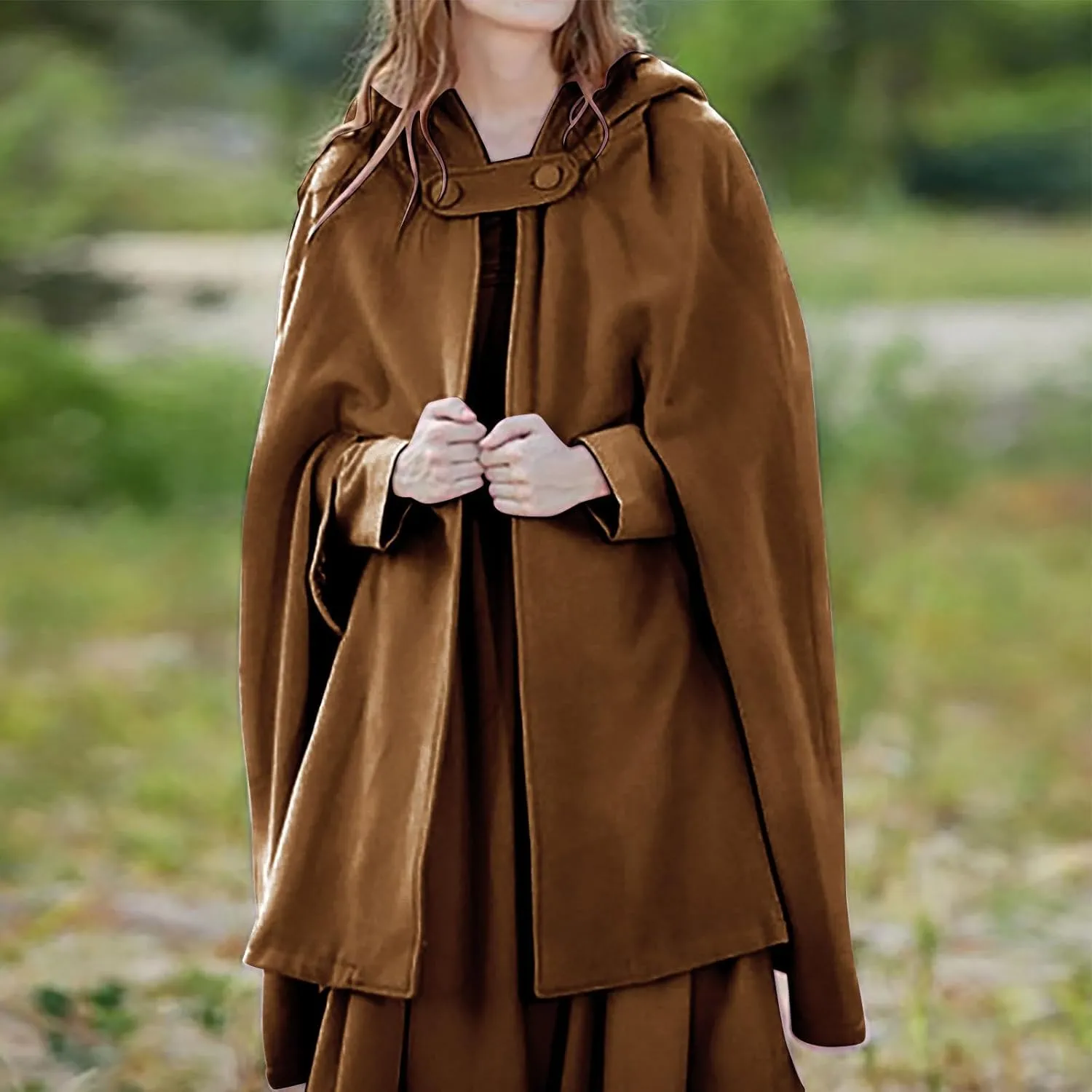 Women Trench Coat Hoodies Open Front Cardigan Jacket Winter Coat Shawl Cape Cloak Poncho Plus Size Robe Cosplay Costume