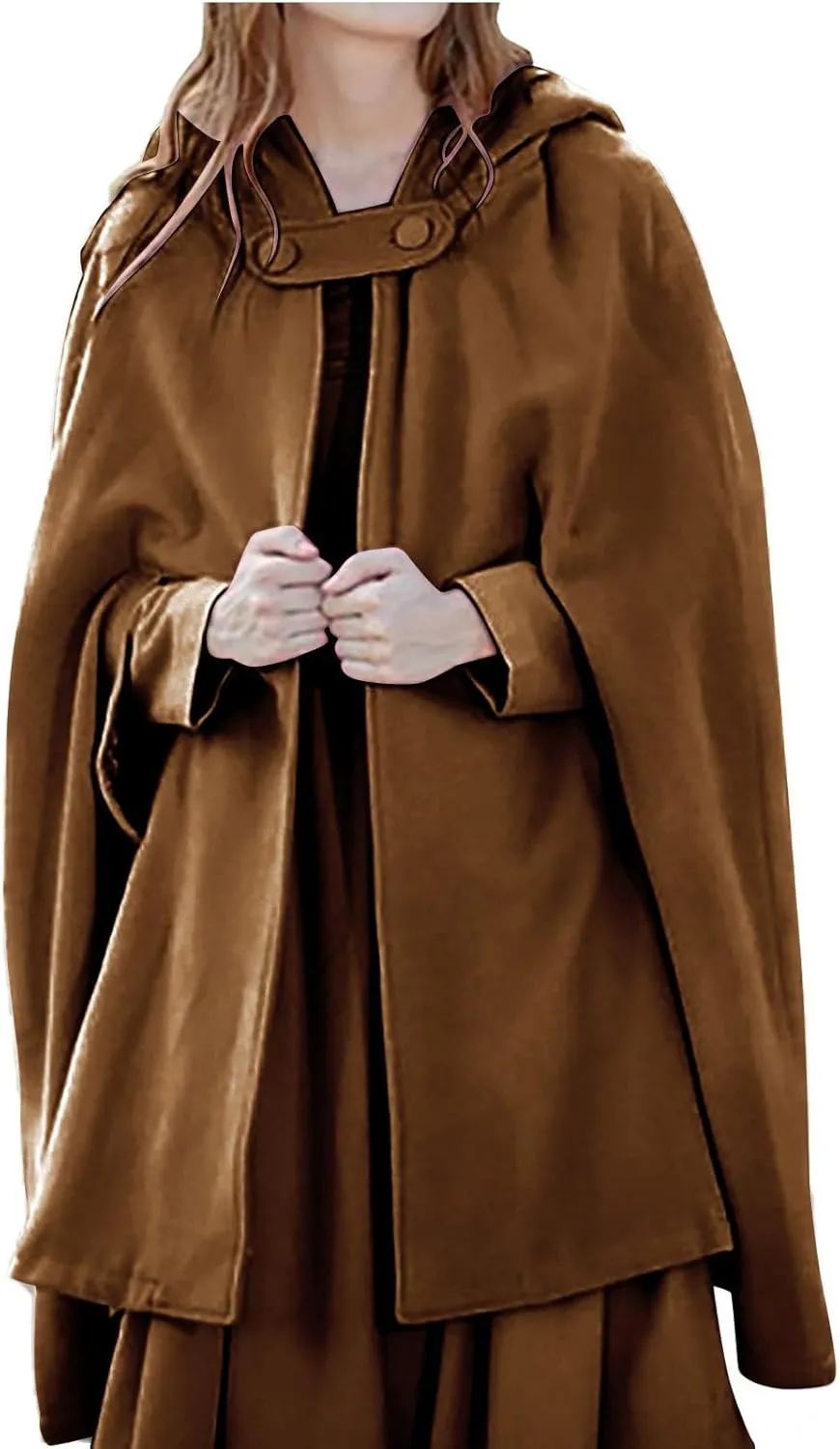 Women Trench Coat Hoodies Open Front Cardigan Jacket Winter Coat Shawl Cape Cloak Poncho Plus Size Robe Cosplay Costume
