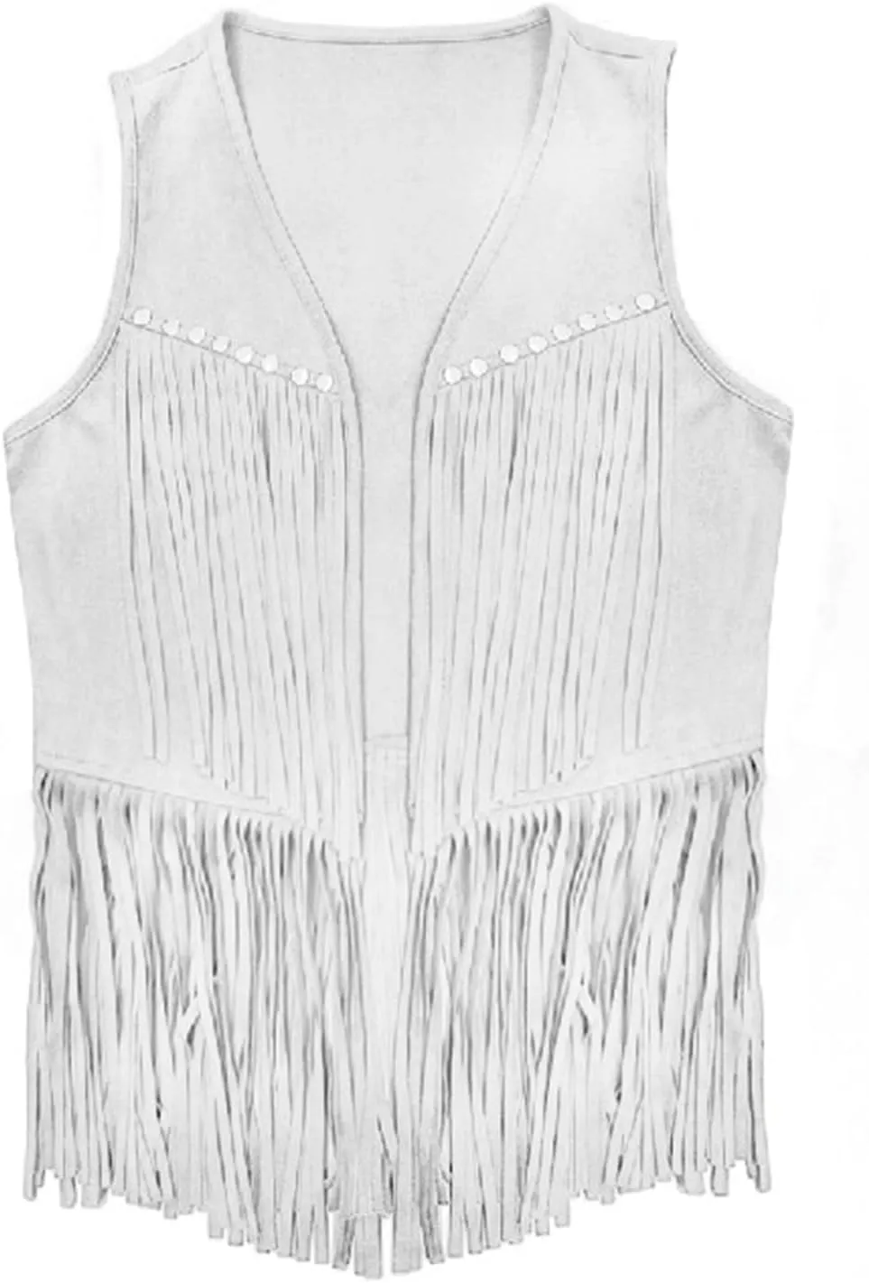 Women Vintage Western Fringe Vest Cowboy Cowgirl Clothes 70s Hippie Vest Tassel Country Concert Fringe Tops Shirts