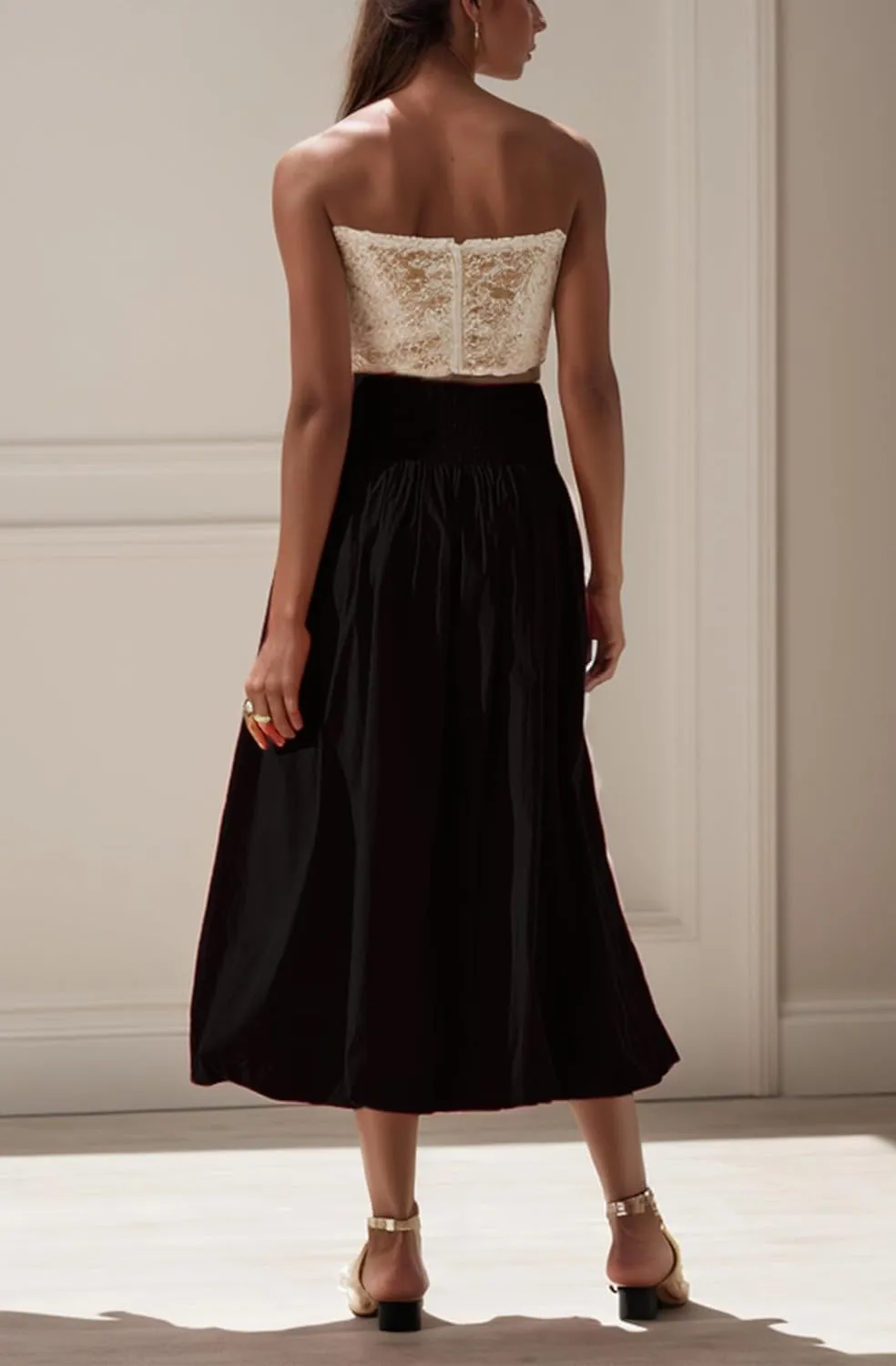 Women Y2k Bubble Maxi Skirt Elastic Low Waist Casual Aline Flowy Long Skirts Plead Ruffle Balloon Midi Skirt Streetwear