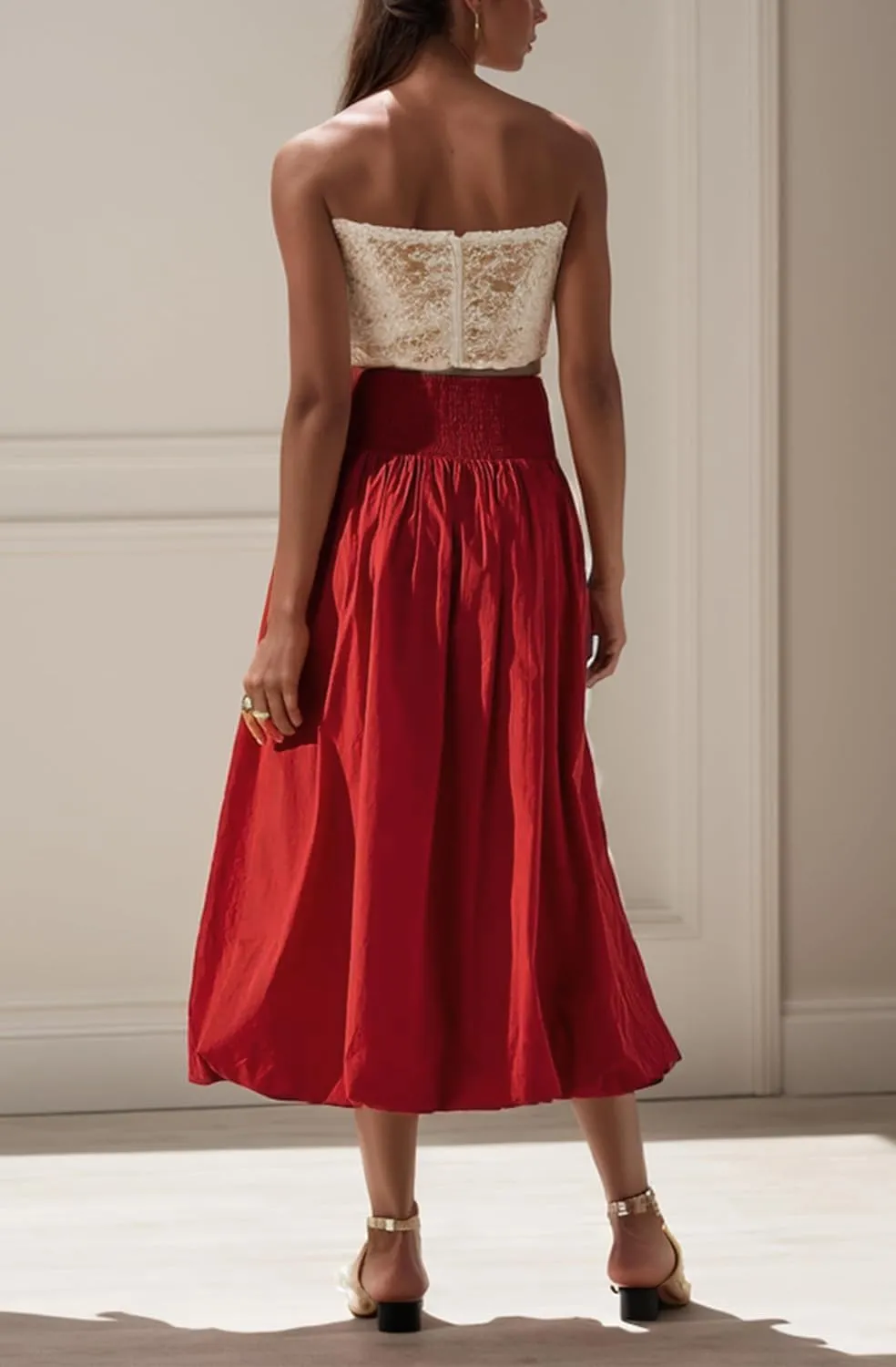 Women Y2k Bubble Maxi Skirt Elastic Low Waist Casual Aline Flowy Long Skirts Plead Ruffle Balloon Midi Skirt Streetwear