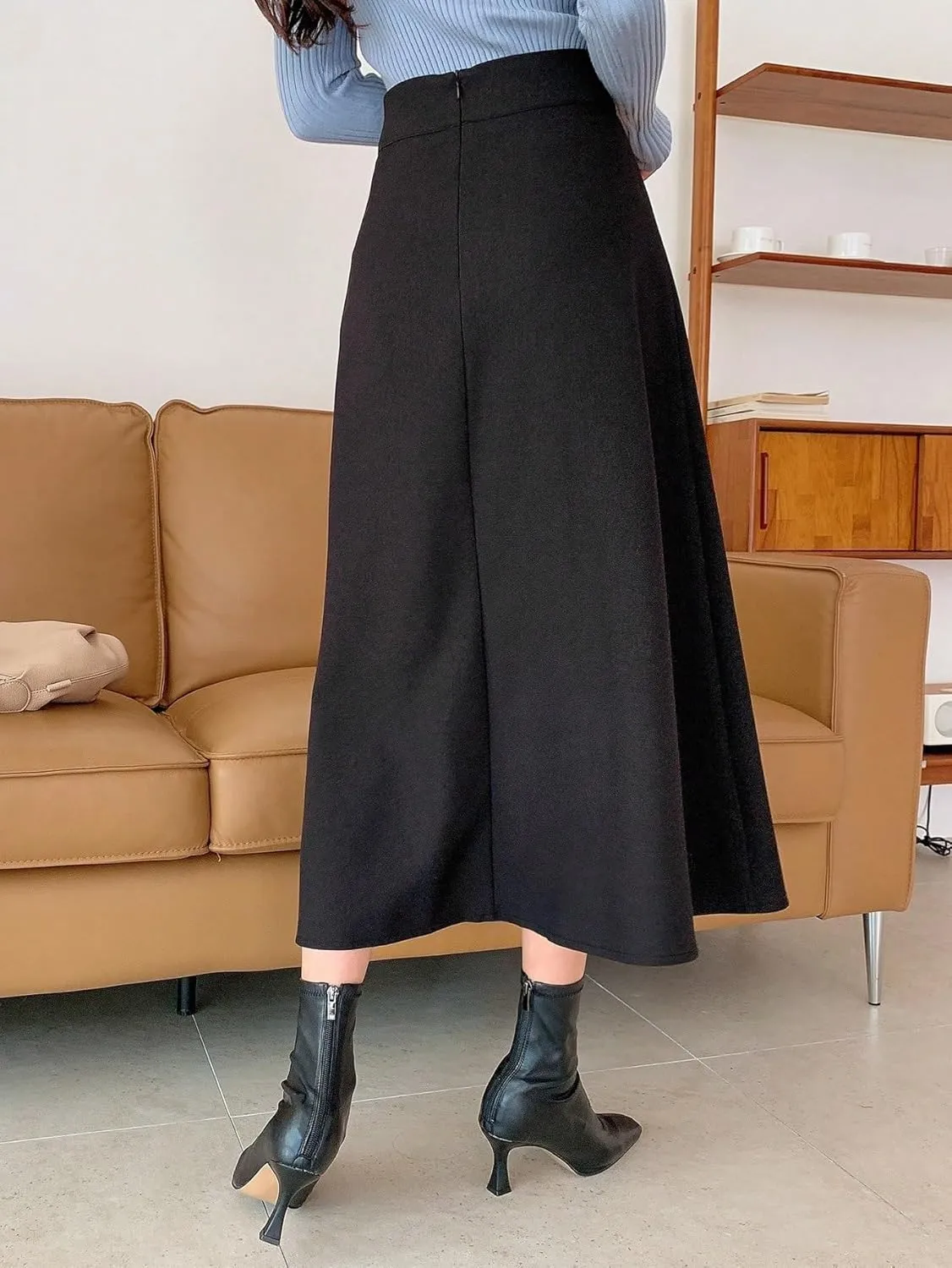 Women's 2024 Midi Long Bodycon Skirt High Waist Fold Pleated Skirt