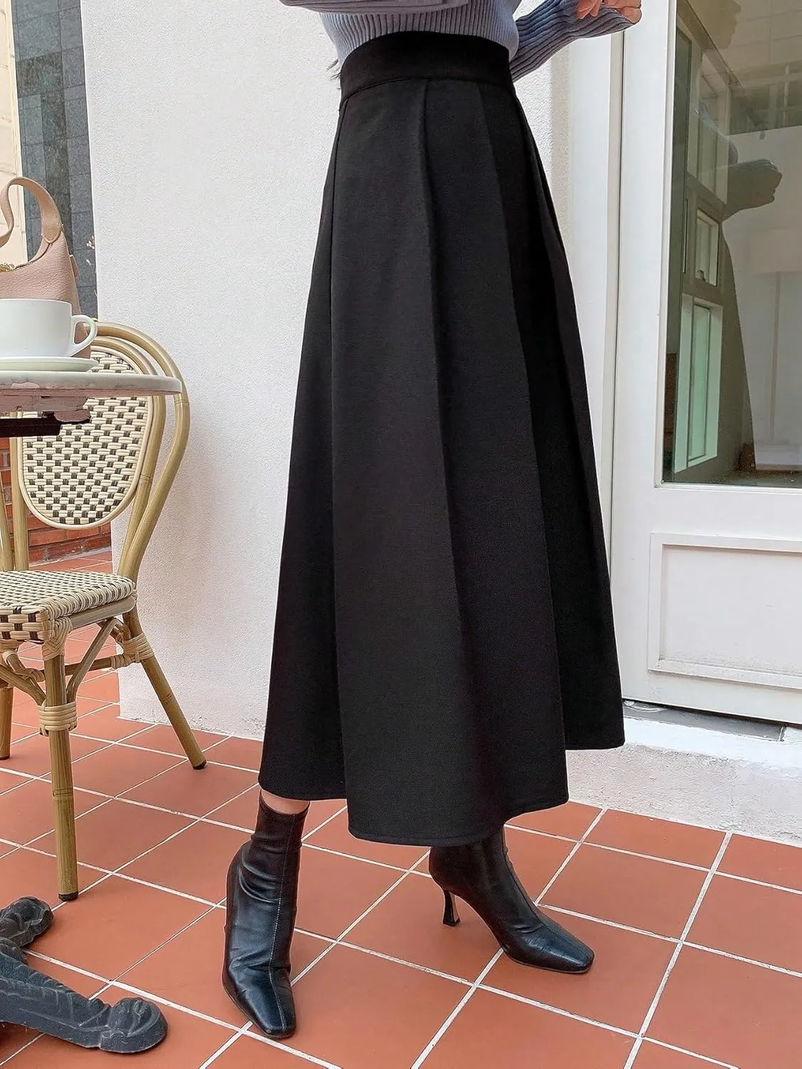Women's 2024 Midi Long Bodycon Skirt High Waist Fold Pleated Skirt