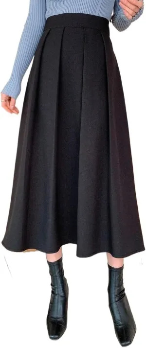 Women's 2024 Midi Long Bodycon Skirt High Waist Fold Pleated Skirt