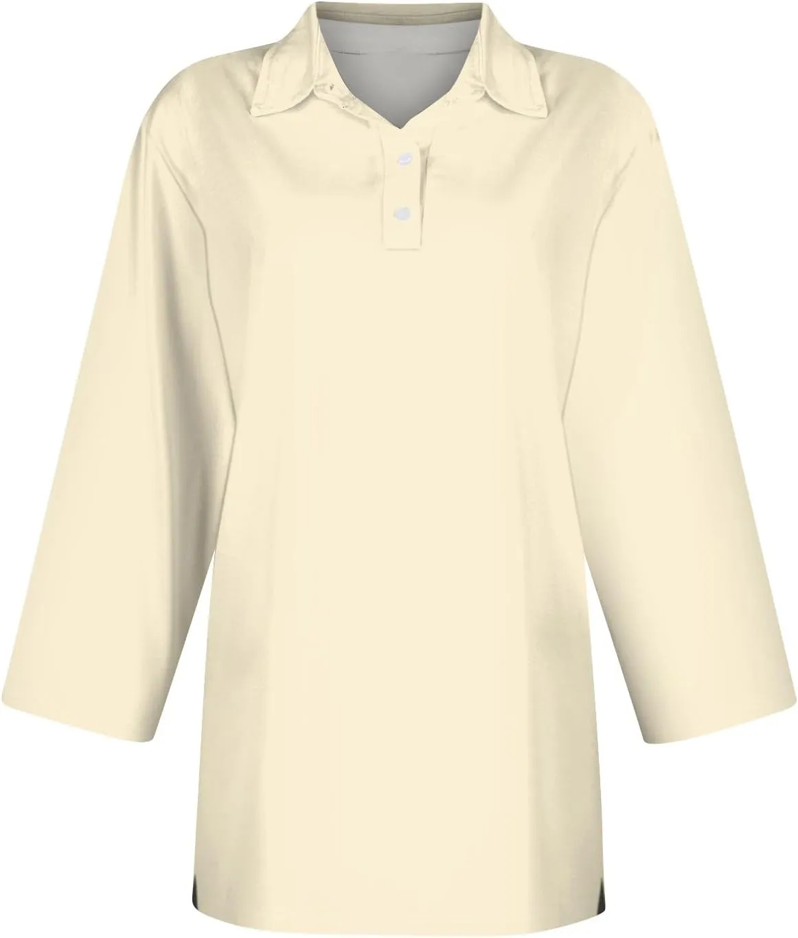 Womens 3/4 Sleeve Polo Shirts 2024 Fall Dressy Button Down Collared Blouses Solid Tunic Tops for Work Golf