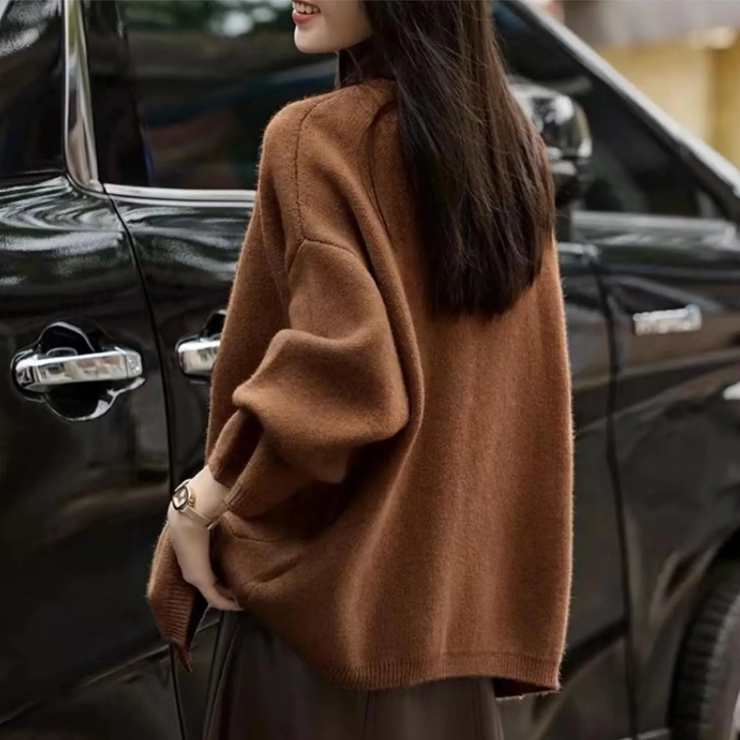 Women's Cardigan Sweaters Casual Loose V Neck Toggle Button Down Sweater Outwear