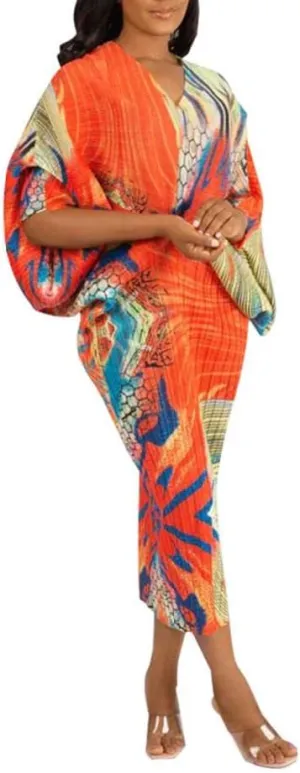 Women's Casual Floral Print Pleated Long Dress Elegant Stretchy Flowy Ruched Midi Dress for Party Club