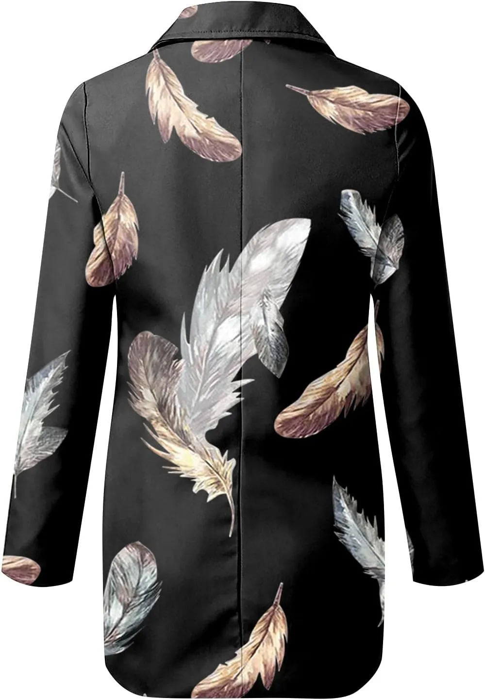 Women's Fall Casual Trendy Long Sleeve Lapel Floral Cardigan Jacket Plus Size