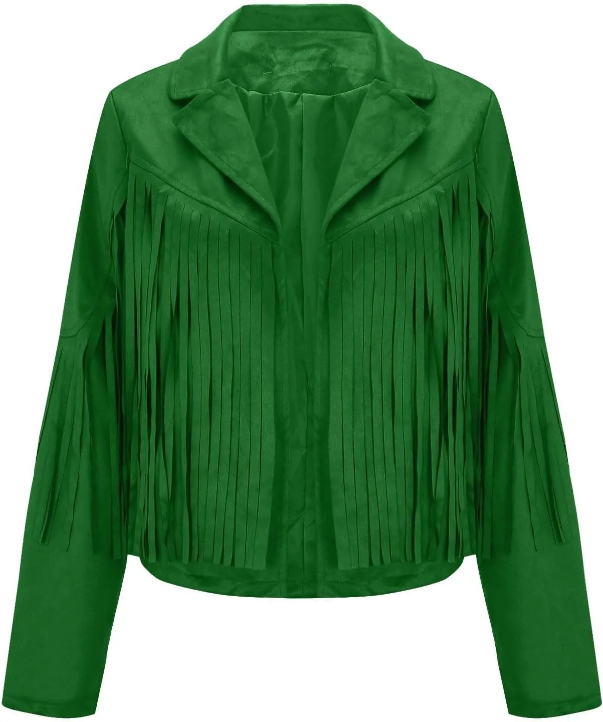 Women's Fringe Faux Suede Leather Jackets Fashion Tassel Cropped Coats Fringe Cropped Jacket Tassel Suede Moto Jacket