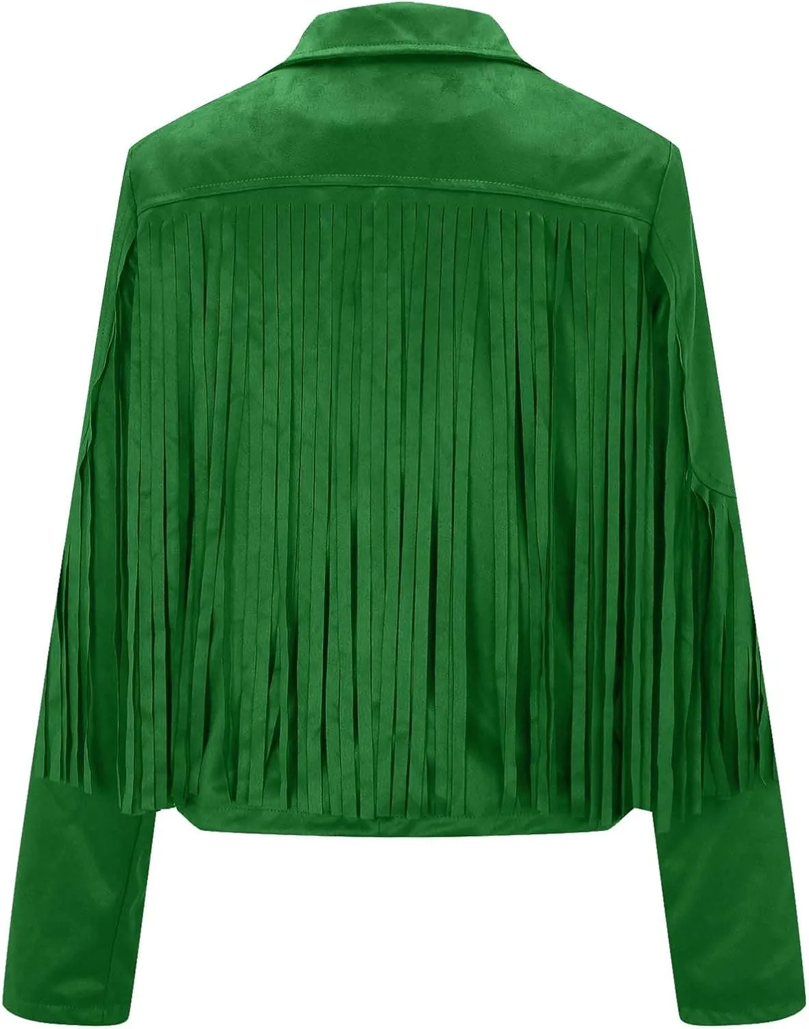 Women's Fringe Faux Suede Leather Jackets Fashion Tassel Cropped Coats Fringe Cropped Jacket Tassel Suede Moto Jacket