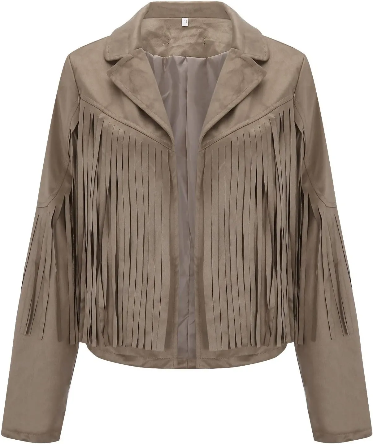 Womens Fringe Faux Suede Leather Jackets Fashion Tassel Motorcycle Cropped Coats Hippie Boyfriend Outwear Moto Coat