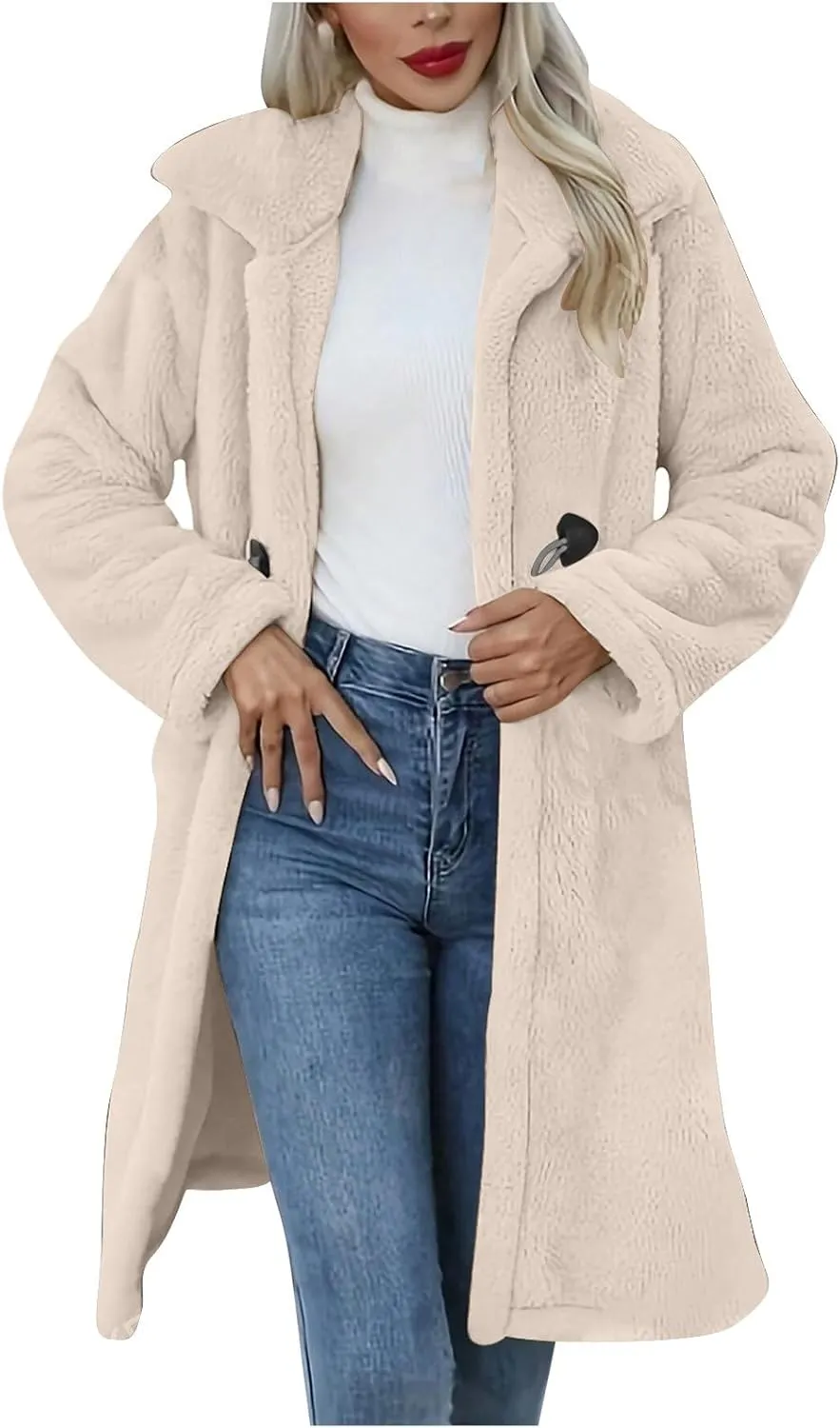 Womens Fuzzy Fleece Cardigan Coat Coatigan 2024 Fall Winter Warm Fuzzy Coat Lightweight Open Front Long Trench Coats
