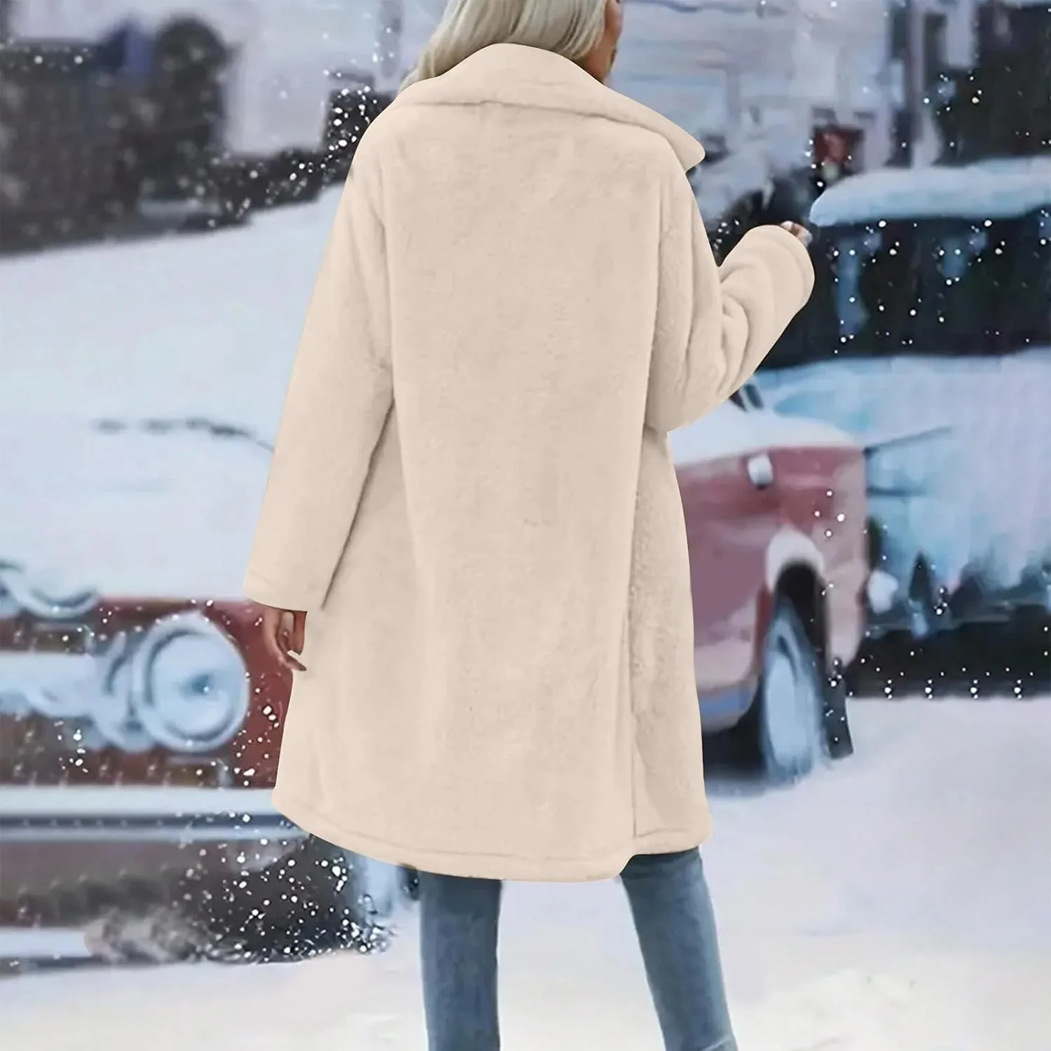 Womens Fuzzy Fleece Cardigan Coat Coatigan 2024 Fall Winter Warm Fuzzy Coat Lightweight Open Front Long Trench Coats