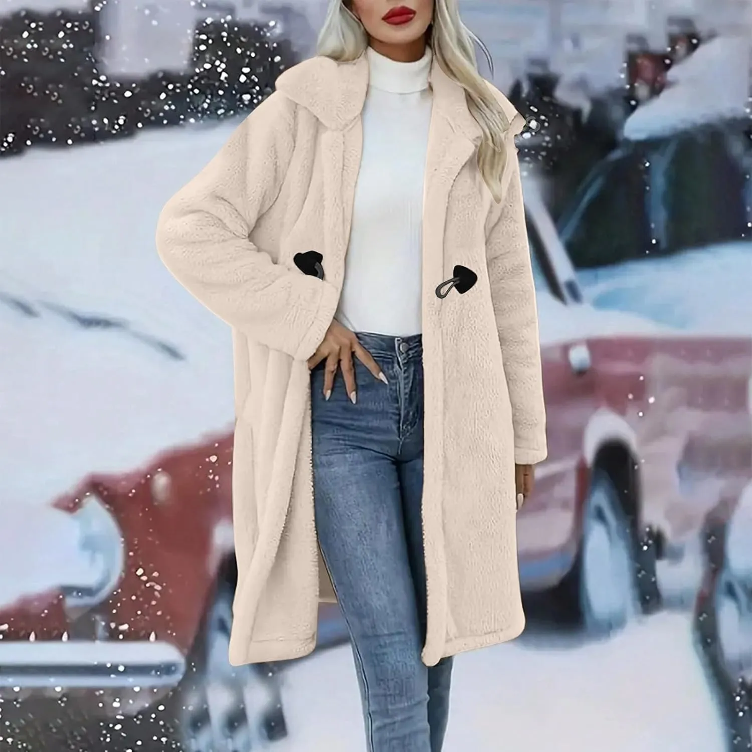 Womens Fuzzy Fleece Cardigan Coat Coatigan 2024 Fall Winter Warm Fuzzy Coat Lightweight Open Front Long Trench Coats