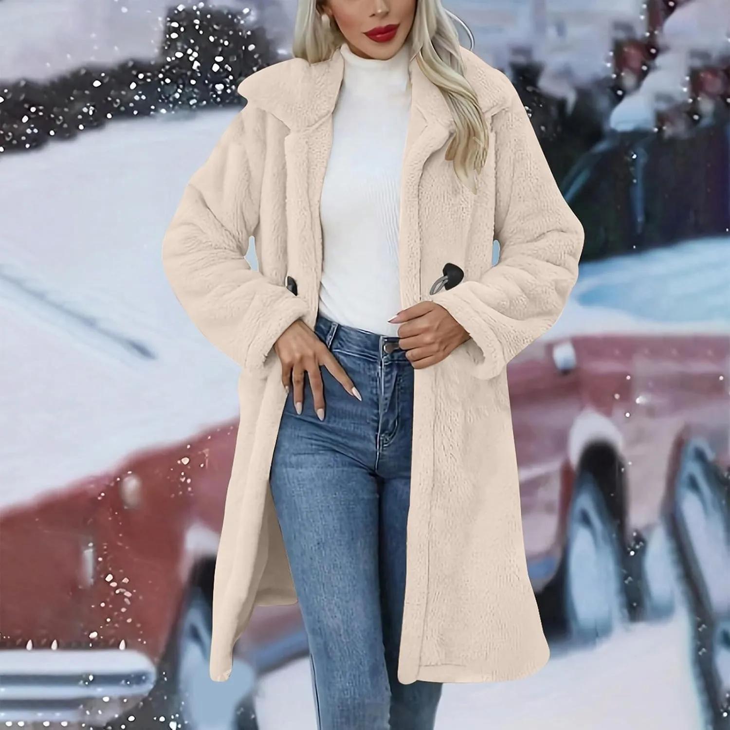 Womens Fuzzy Fleece Cardigan Coat Coatigan 2024 Fall Winter Warm Fuzzy Coat Lightweight Open Front Long Trench Coats