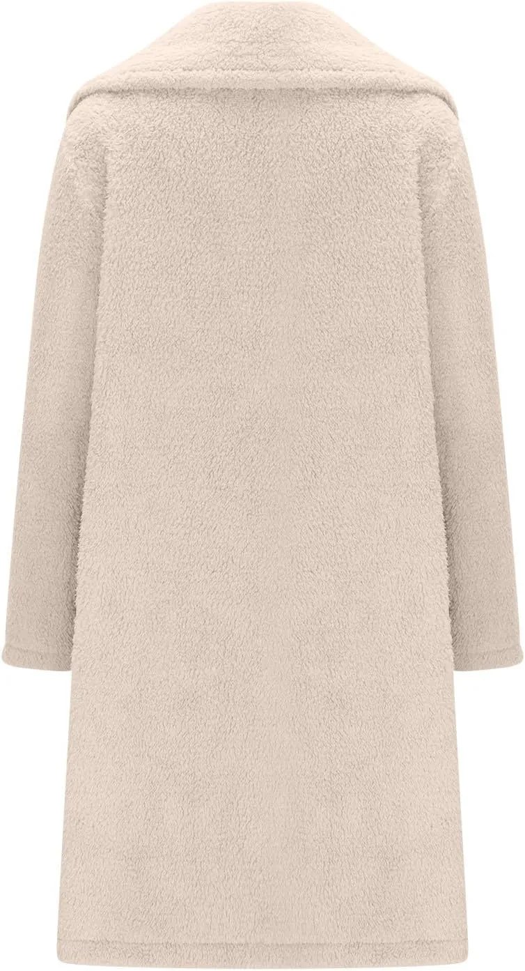 Womens Fuzzy Fleece Cardigan Coat Coatigan 2024 Fall Winter Warm Fuzzy Coat Lightweight Open Front Long Trench Coats