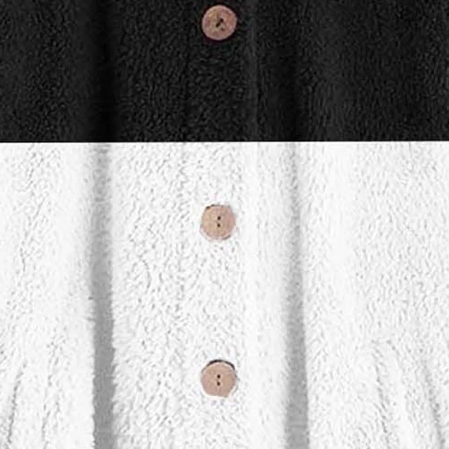 Womens Fuzzy Fleece Jacket Button Hem Plus Size Hoodie Top Sweater Blouse Outerwear with Pockets Women's Winter