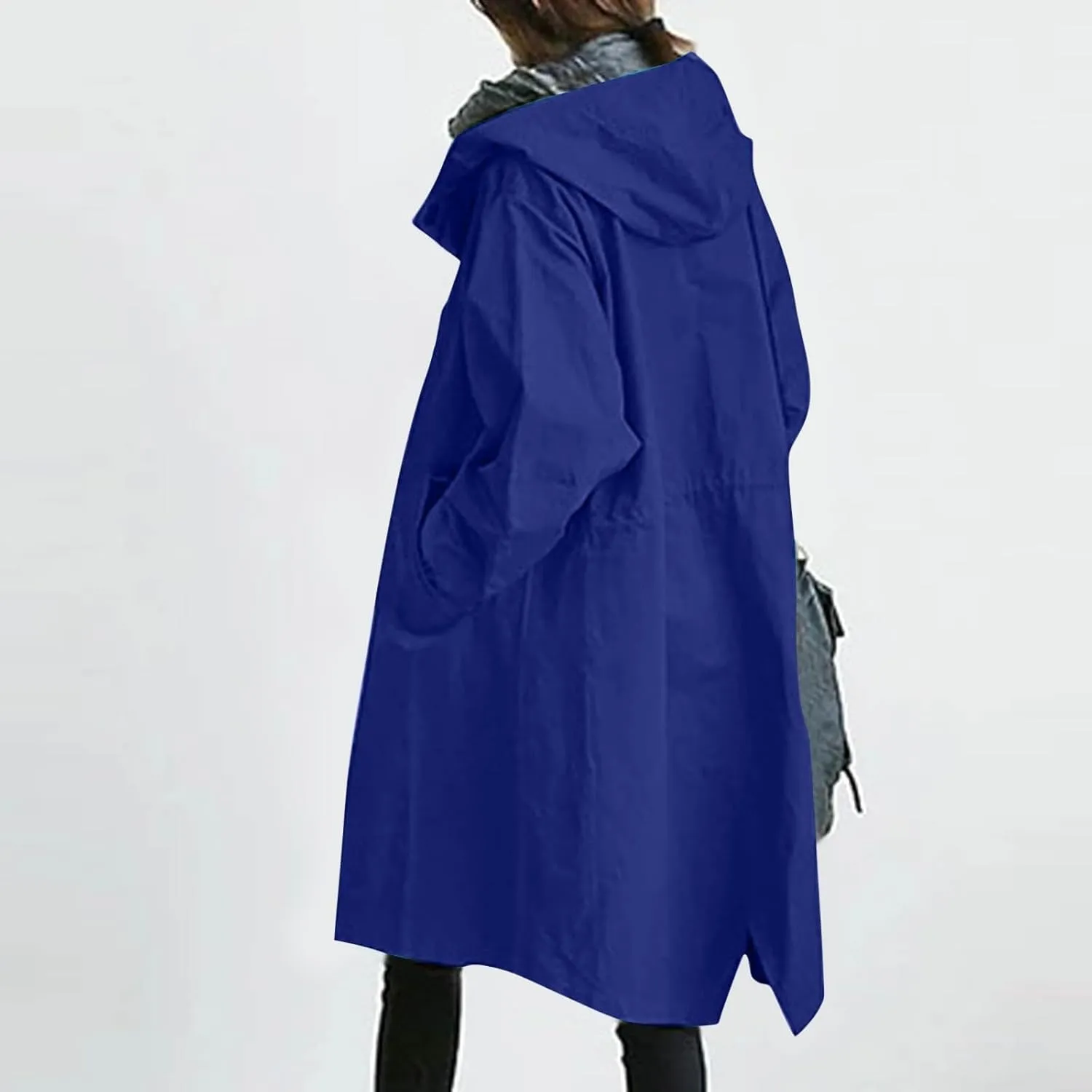 Women's Hooded Trenchcoats Anoraks Wind Breaker Long Rain Coat Waterproof Raincoats with Hood Plus Size Fall Jacket