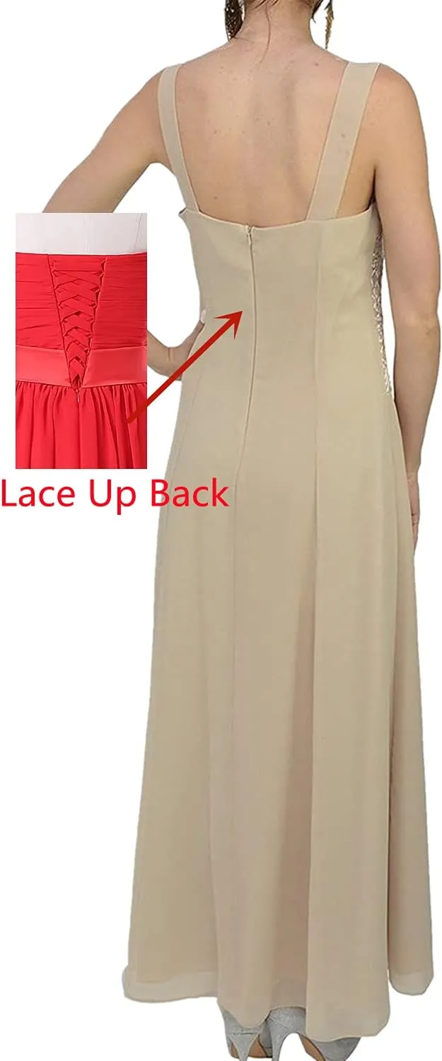 Women's Lace Mother of The Bride Dresses with Jacket 3/4 Sleeve Chiffon Long Formal Dresses Evening Gowns