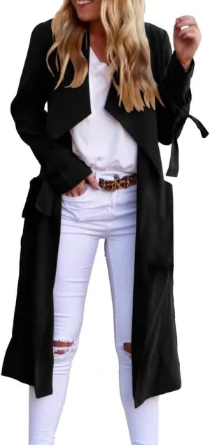 Women's Long Sleeve Open Front Casual Jackets Trendy Lapel Collar Lightweight Blazer